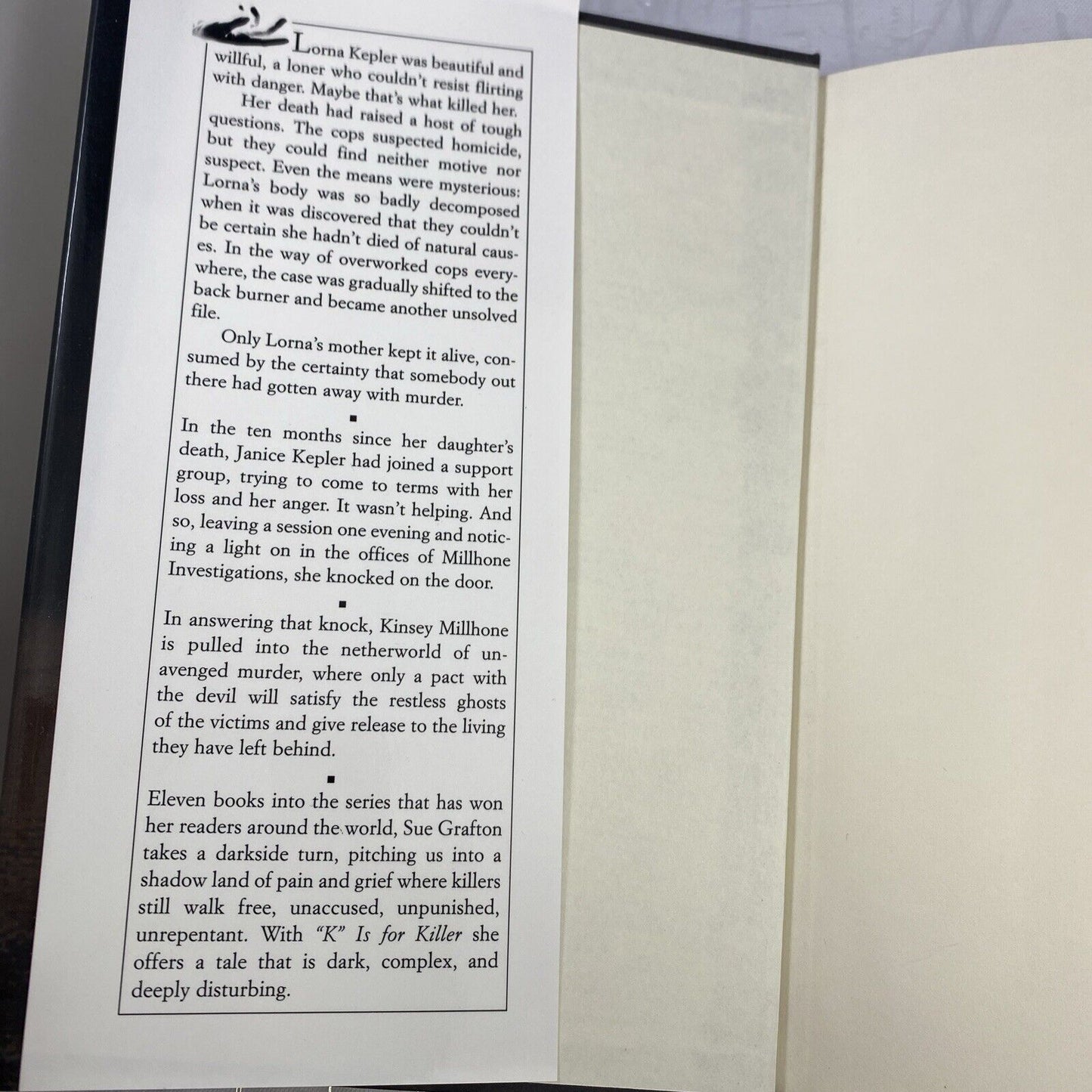 K” is for Killer by Sue Grafton Hardback Henry Holt Book Club edition. VG