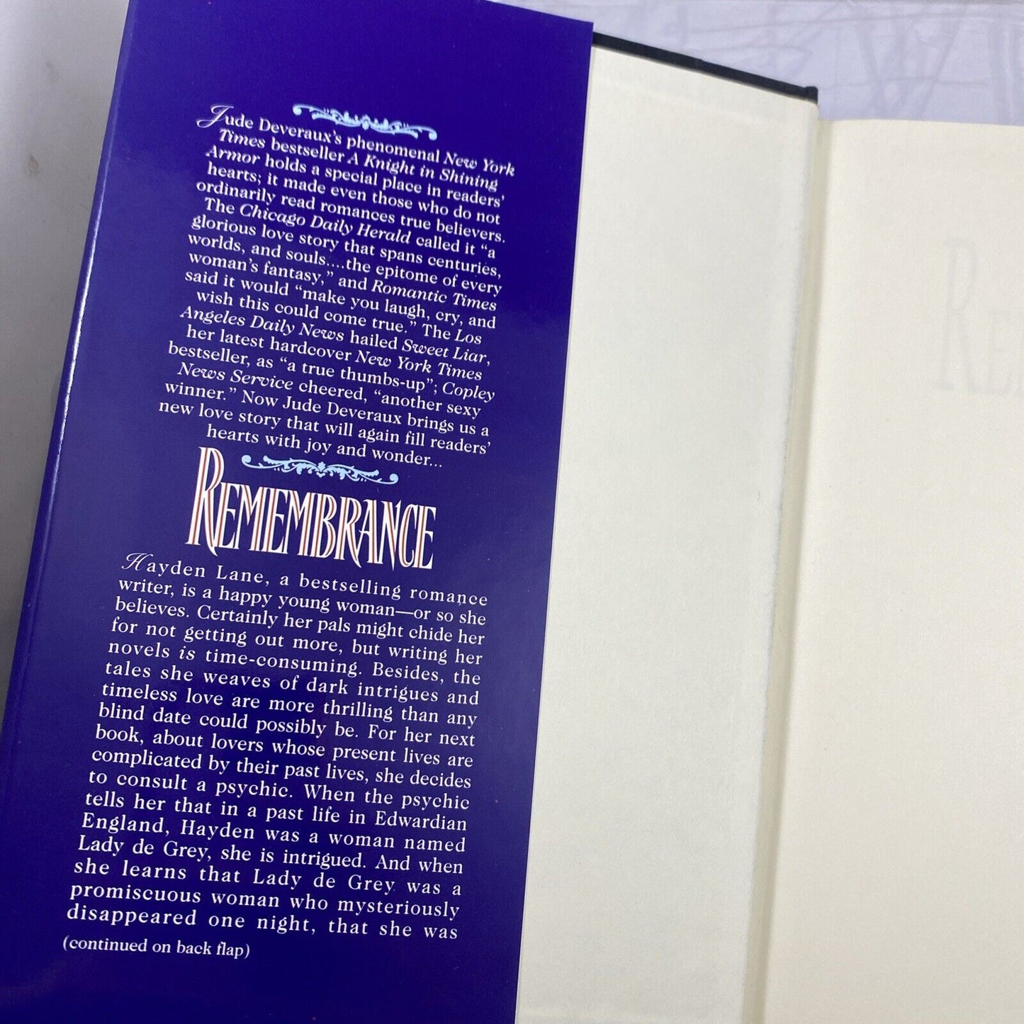 Remembrance by Jude deveraux 1994 hardback dust jacket Book Club Ed Good!