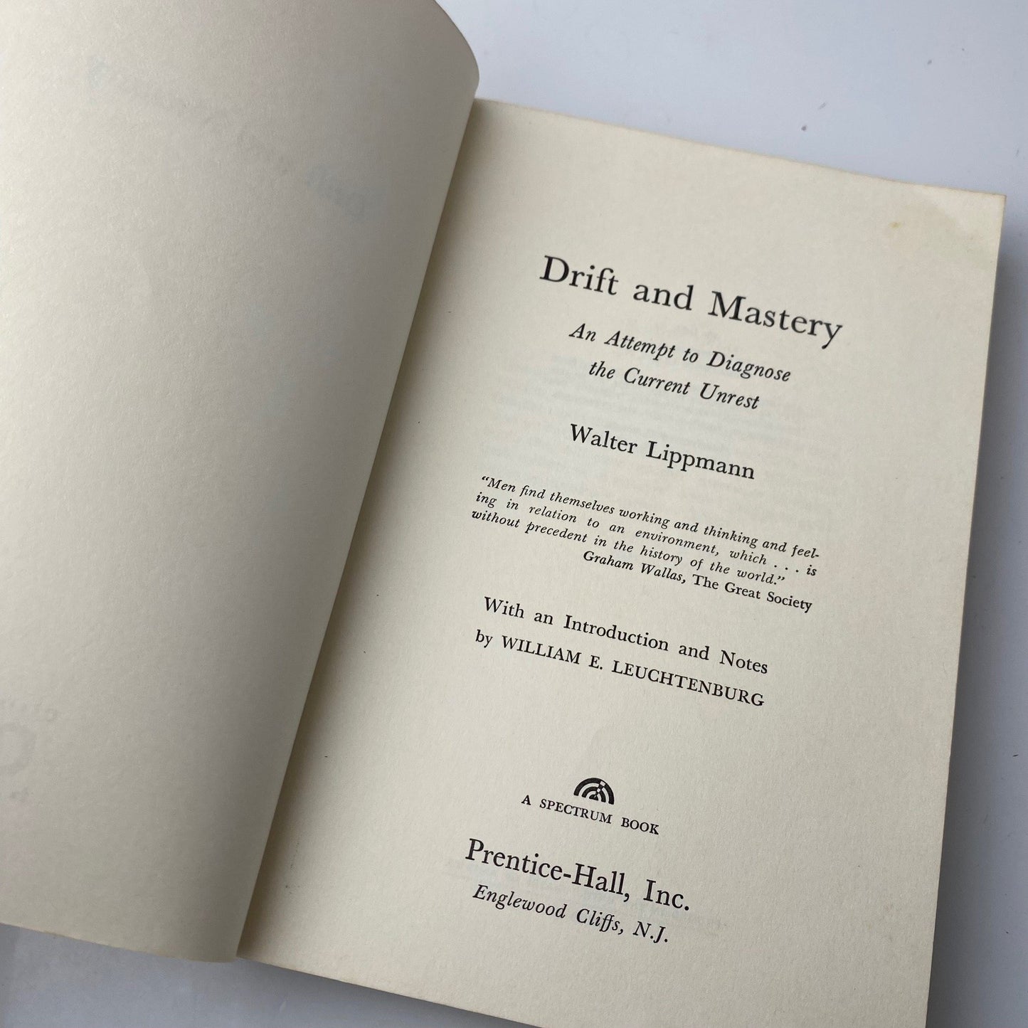 Vintage history paperback Drift and Mastery Walter Lippmann 1961 First Edition