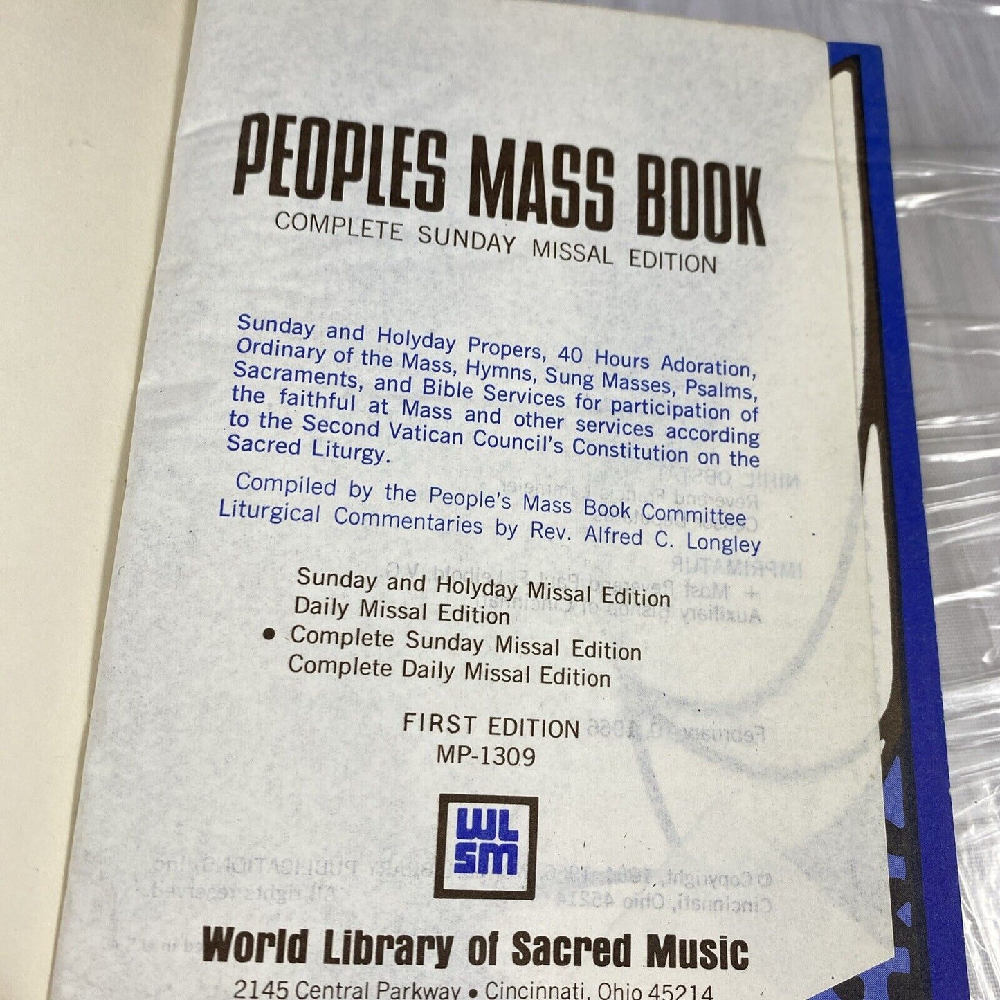 VINTAGE SPIRITUAL 1966 People's Mass Book 1st ed. Catholic Scriptures + Hymnal