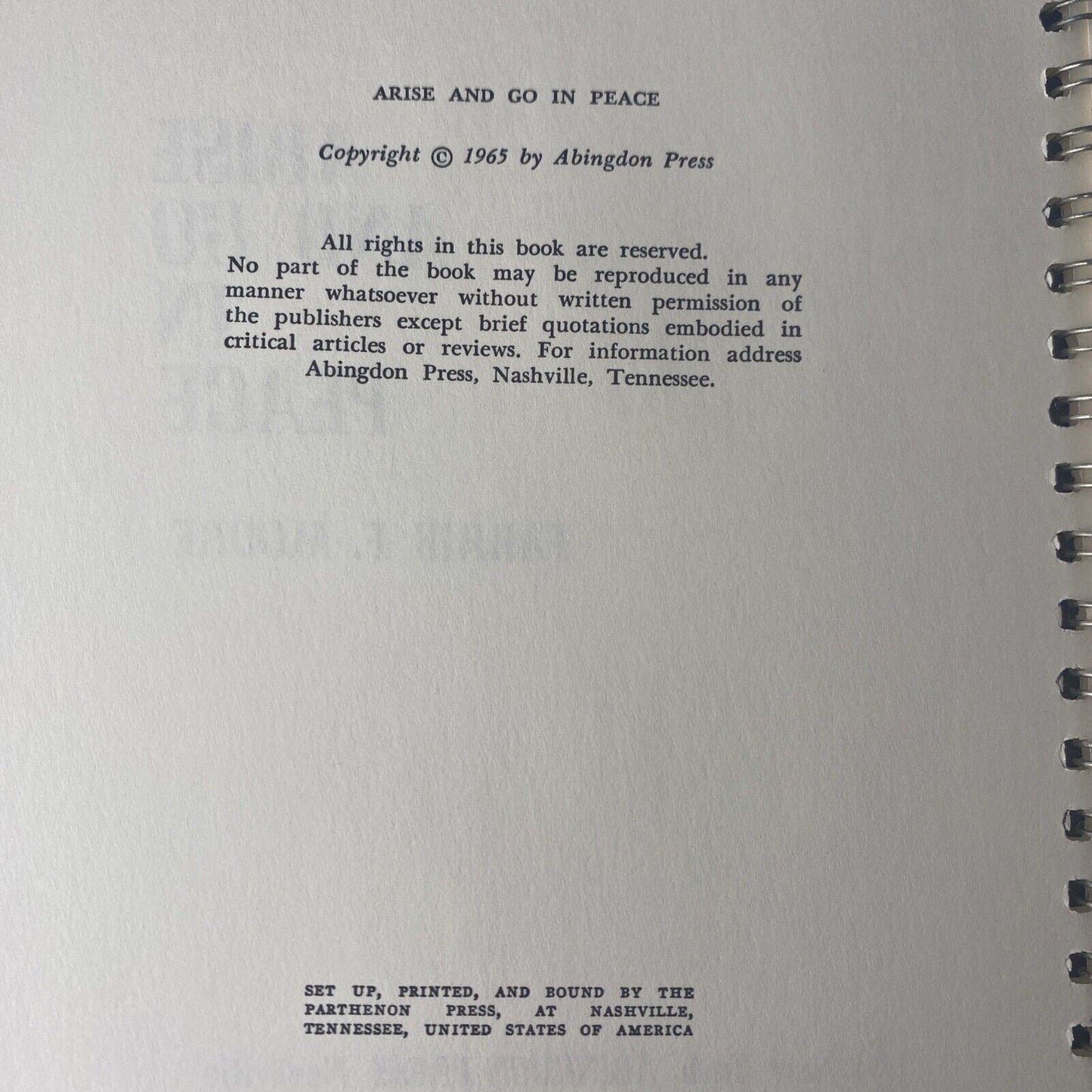 ARISE AND GO IN PEACE by Farris F. Moore 1965 Post-Communion RARE