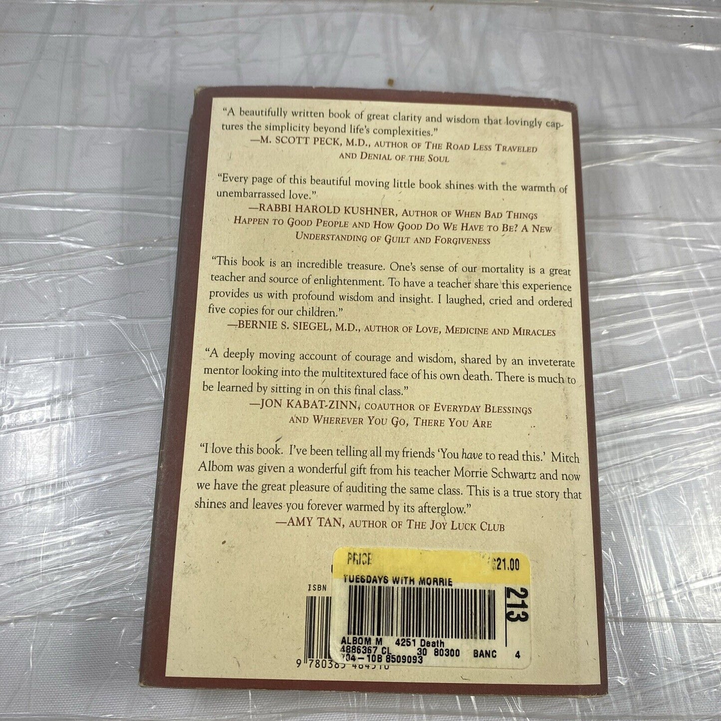 Mitch Albom. Tuesdays W/Morrie, an Old Man, a Young Man, & Lifes Greatest Leason
