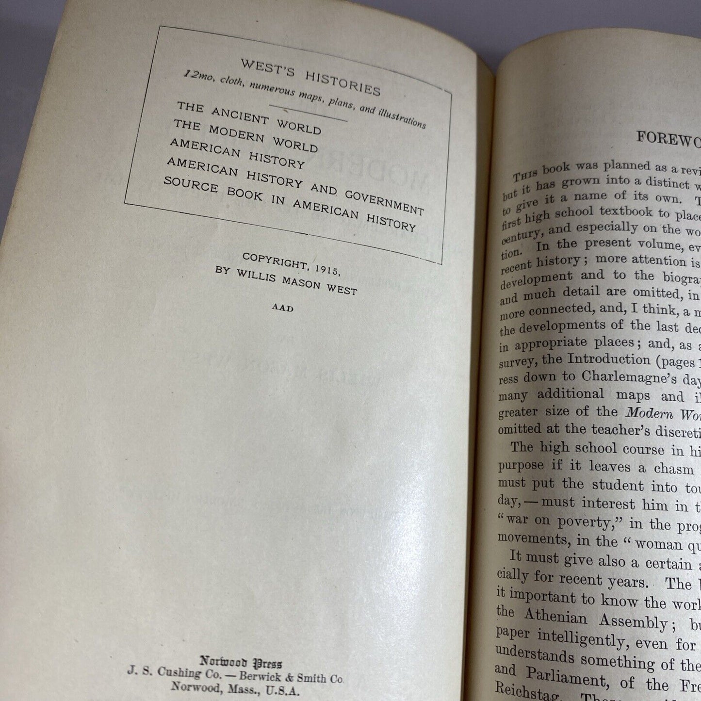 VTG The Modern World, From Charlemagne to Present Time 1915 Antique History