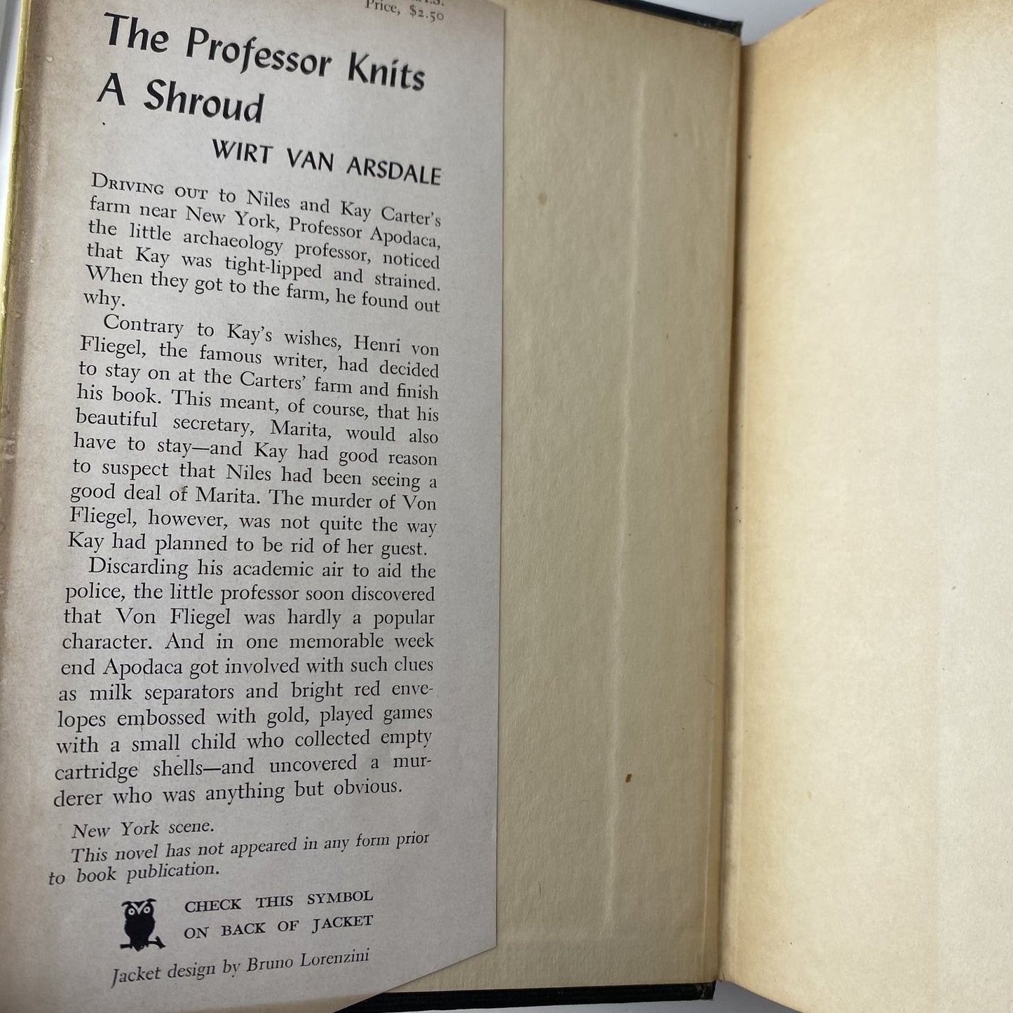 The Professor Knits a Shroud Wirt Van Arsdale 1951 First Edition Crime Club