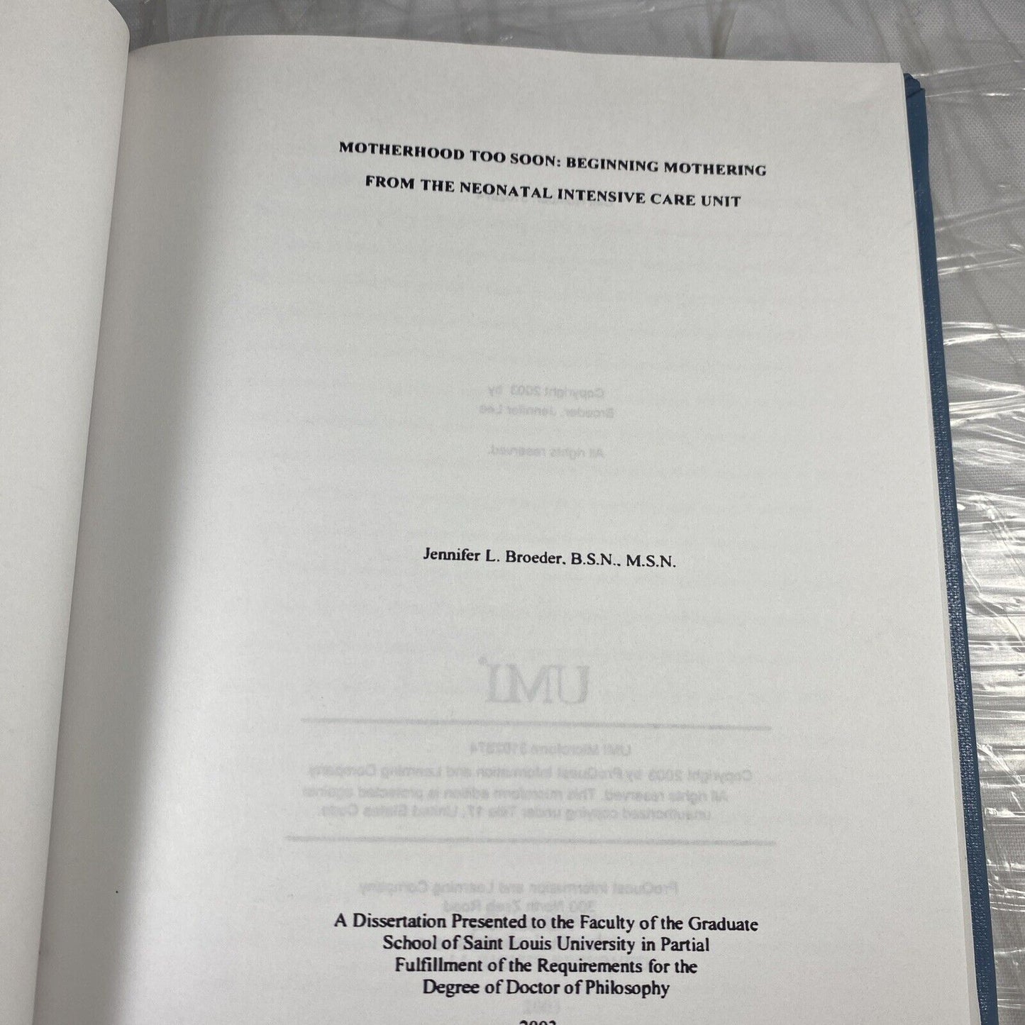 Motherhood Too Soon Jennifer Broeder Rare Signed Study On Postpartum Pre Term