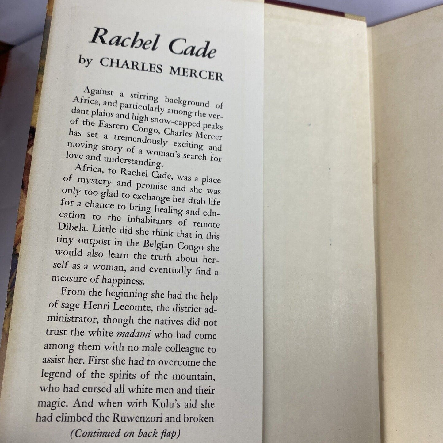 Rachel Cade a Novel by Charles Mercer Vintage Book Club Edition, 1956 Hardcover