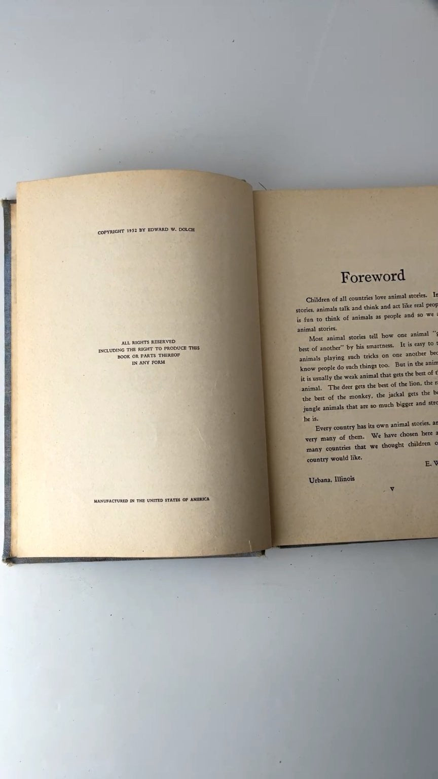 Animal Stories Edward W. Dolch 1952 Illustrated Basic Vocabulary The Garrard