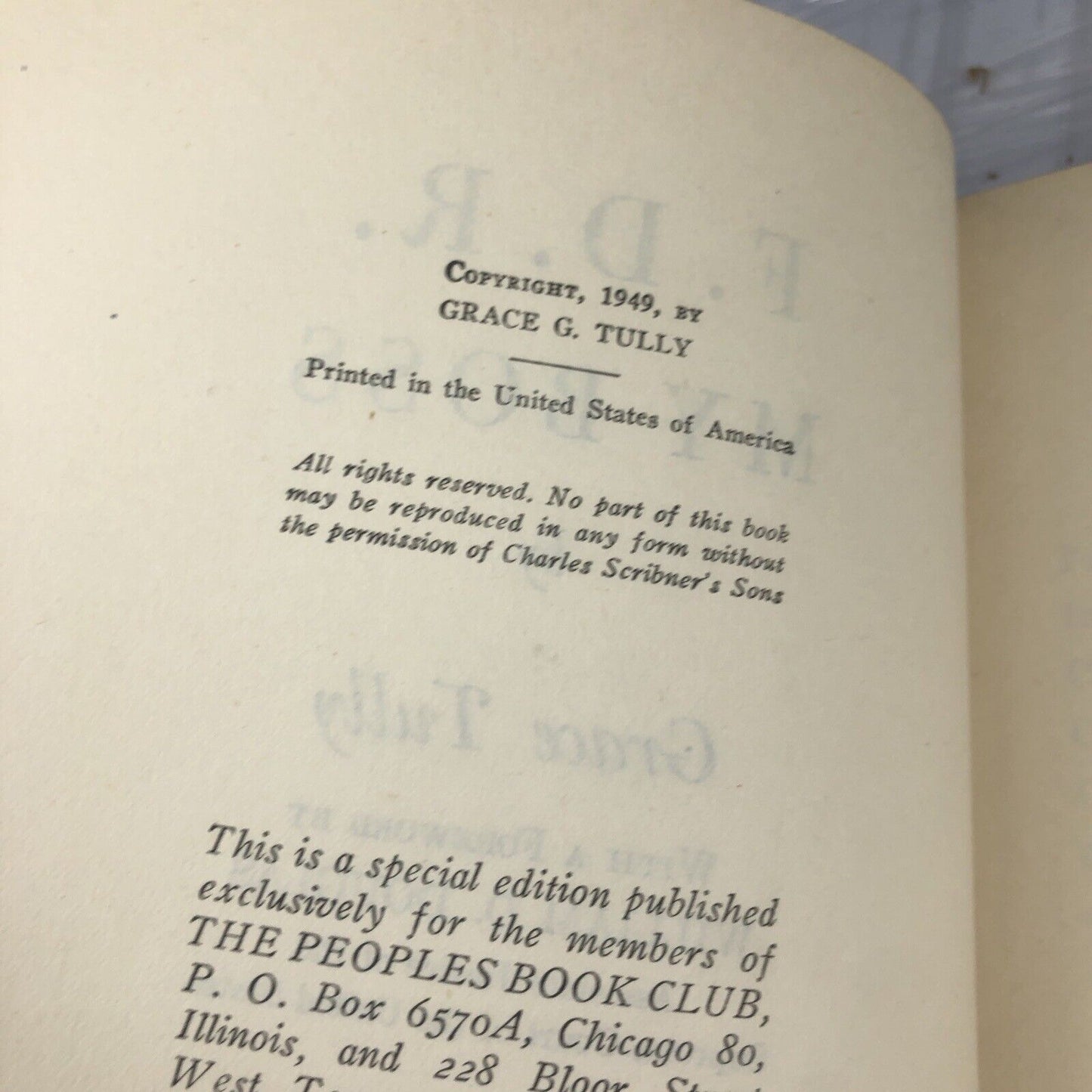 F. D. R. MY BOSS-Private Secretary to the President. Chicago Book Club Edition