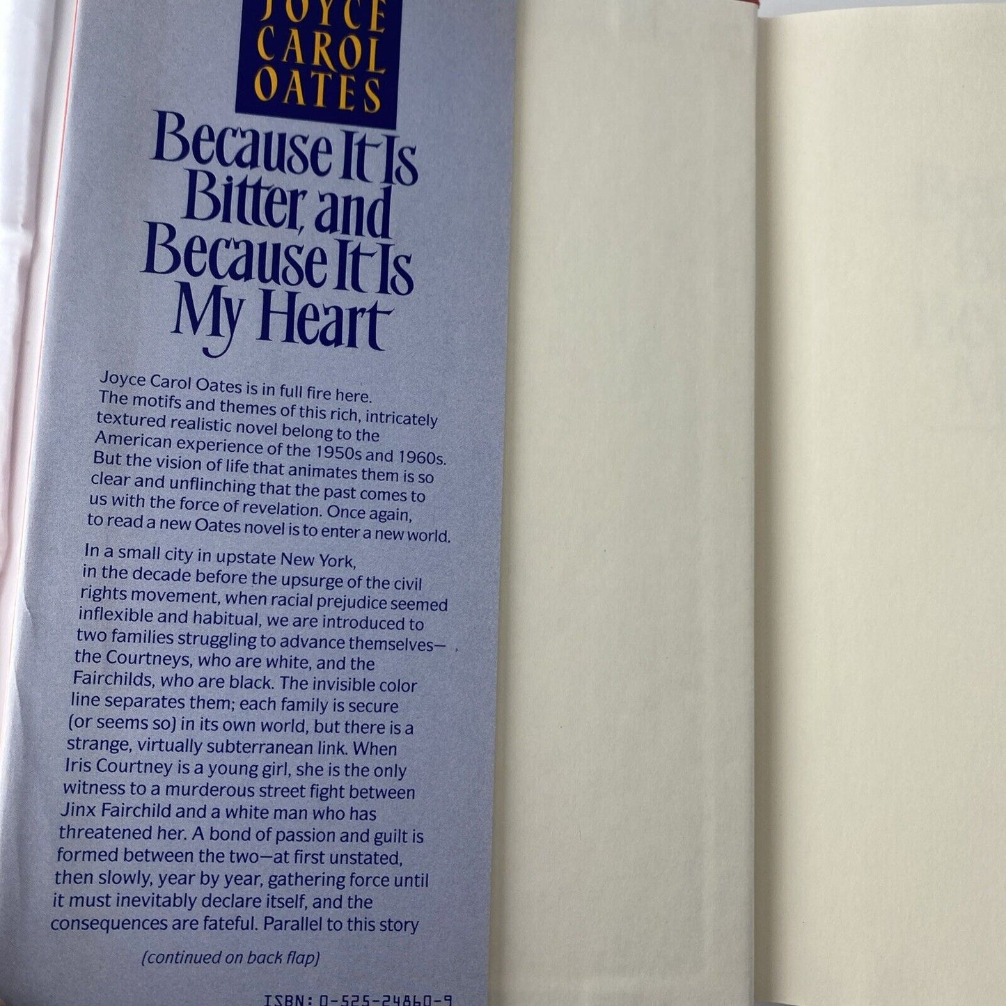 Because it is Bitter and Because it is My Heart by Oates, Joyce Carol Hardback