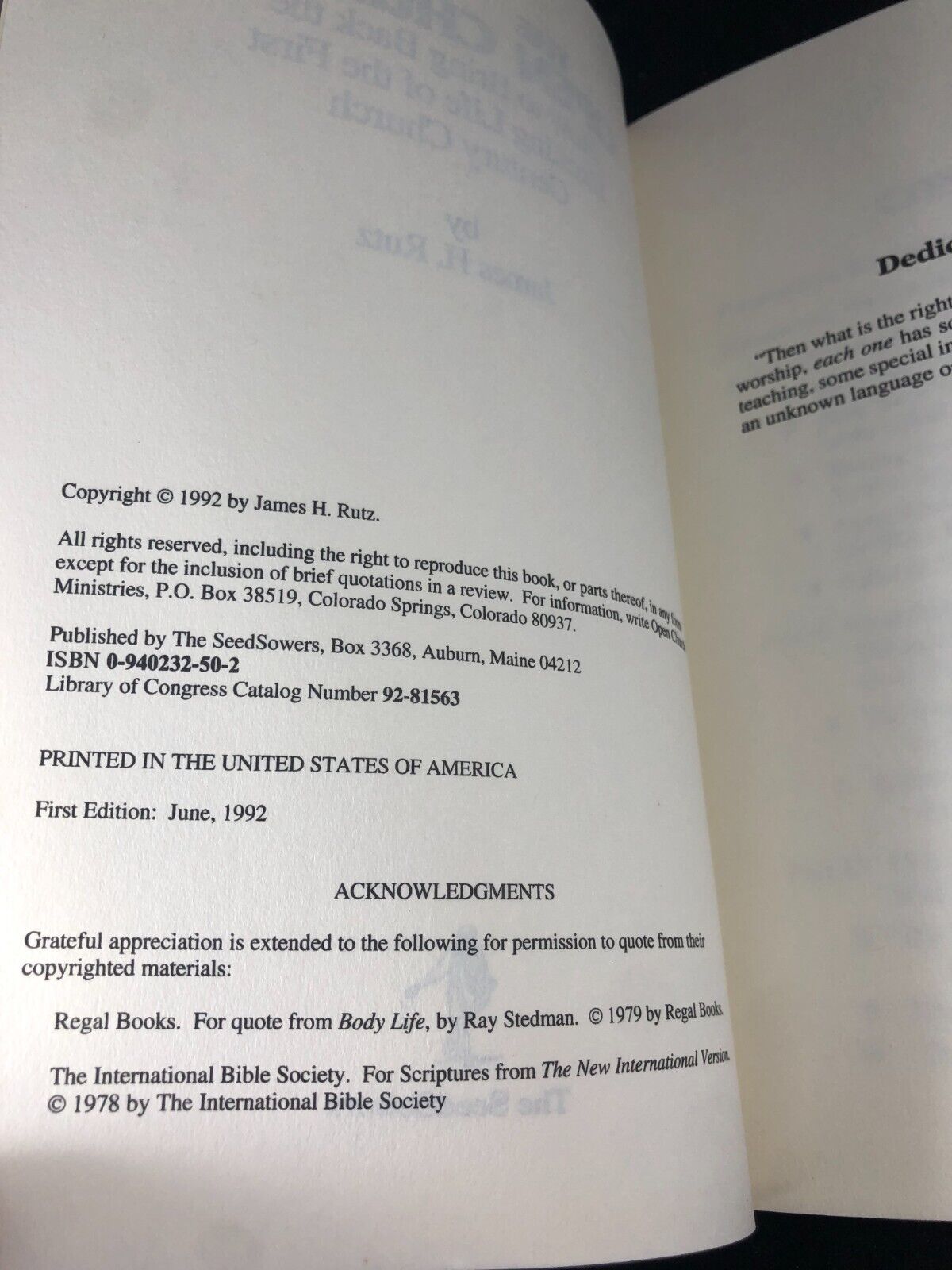 The Open Church by James H. Rutz Good First Edition
