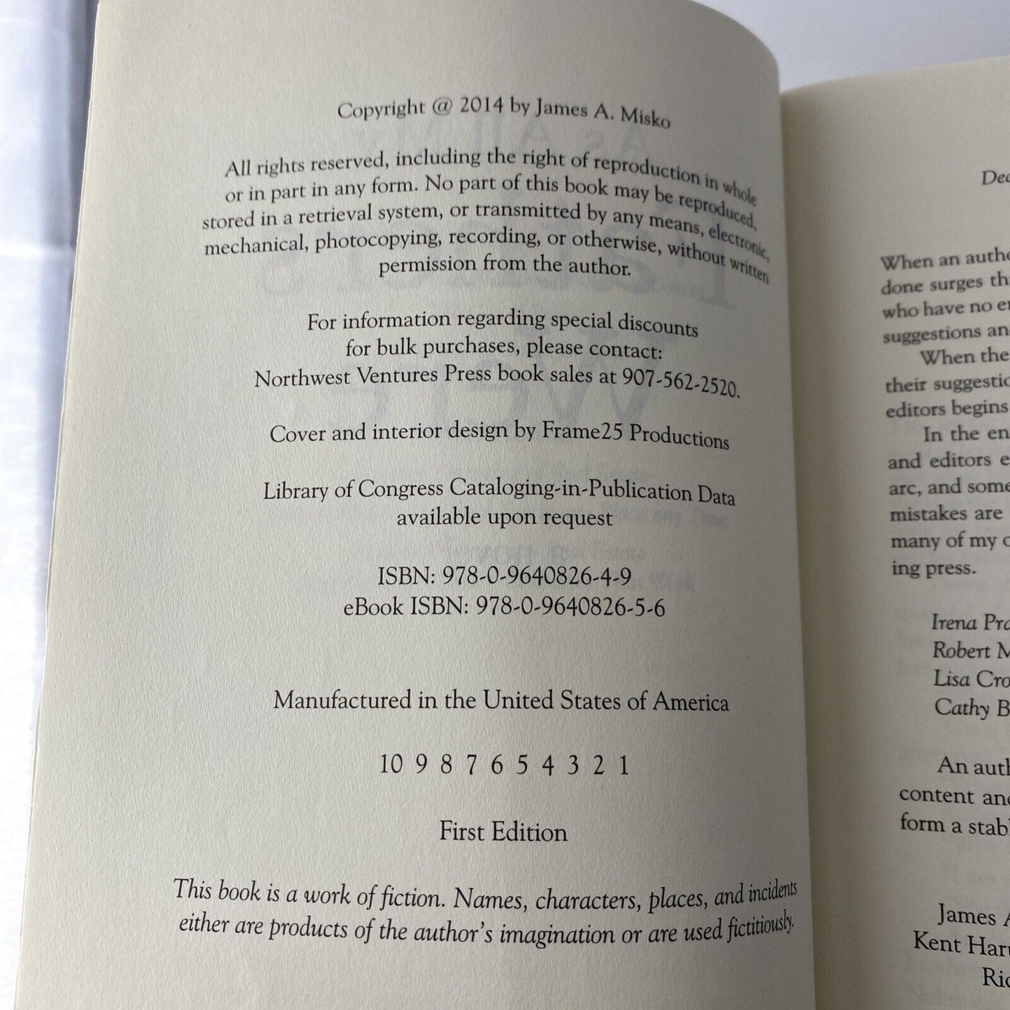 As All My Fathers Were: A Novel, James A. Misko Very Good