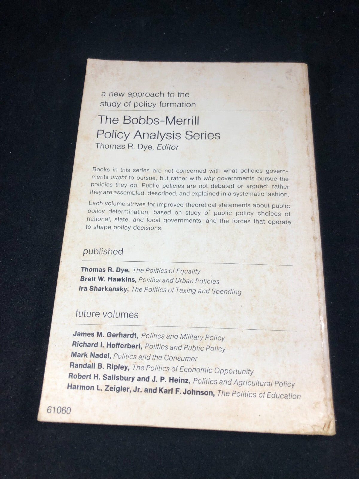 Politics and Urban Policies by Brett W. Hawkins Paperback First Edition