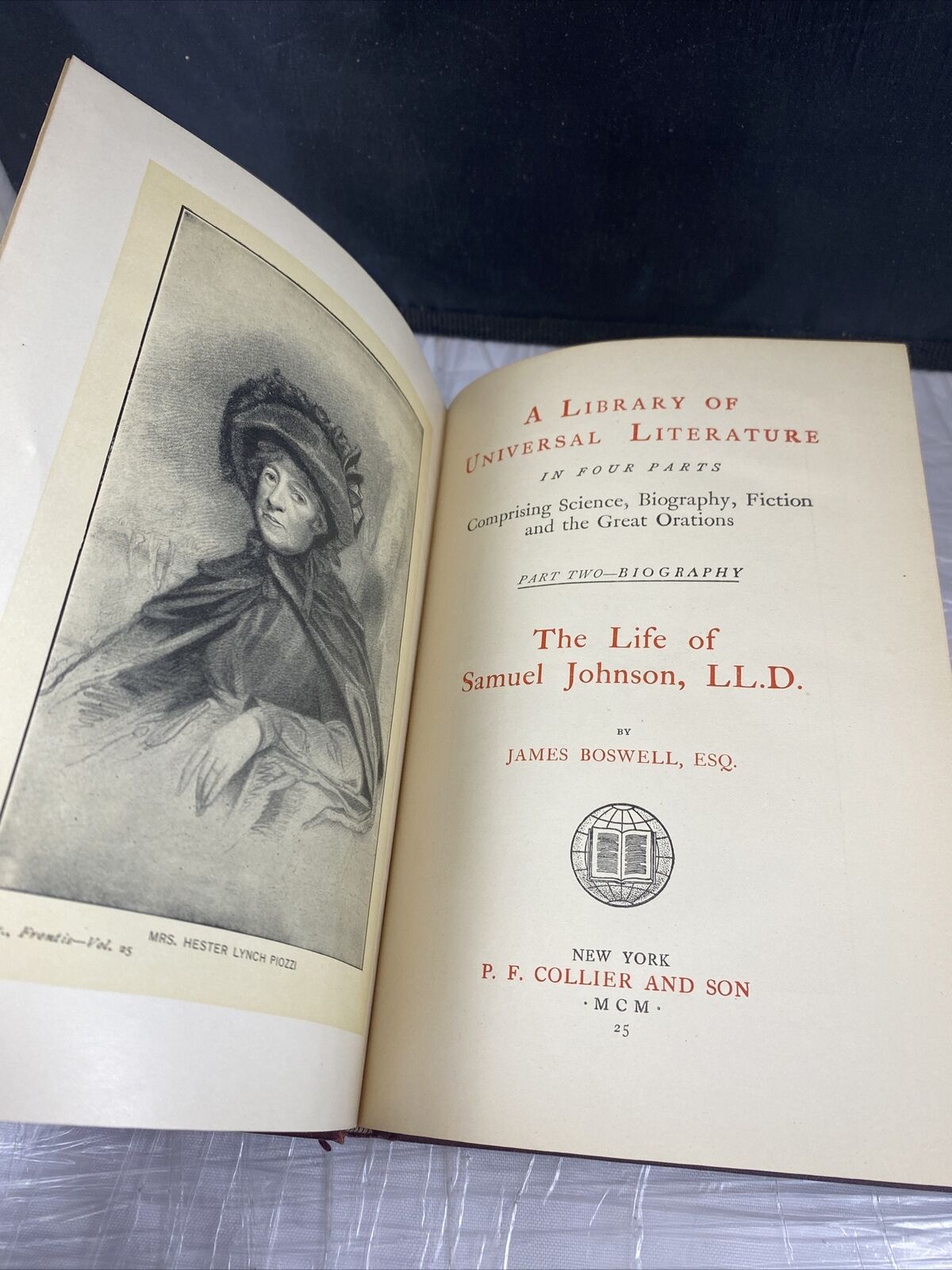 Library of Universal Lit Pt 2 Vol 10Antique Vintage Burgundy Book Life Of Samuel