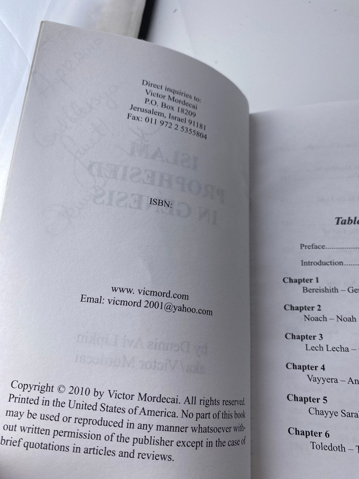 SIGNED Islam Prophesied in Genesis Dennis Avi Lipkin 2010 Signed Edition