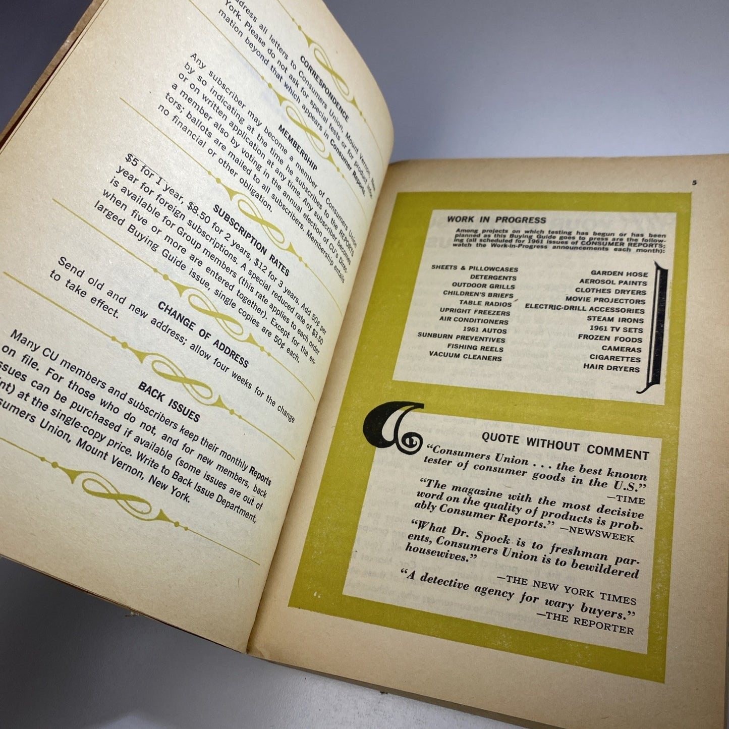 1960 December, Consumer Reports Buying Guide, Need To Know Facts, (MH912)