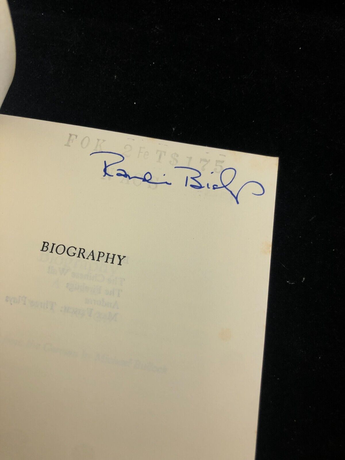 Biography A Game Max Frisch. Good condition. First Edition