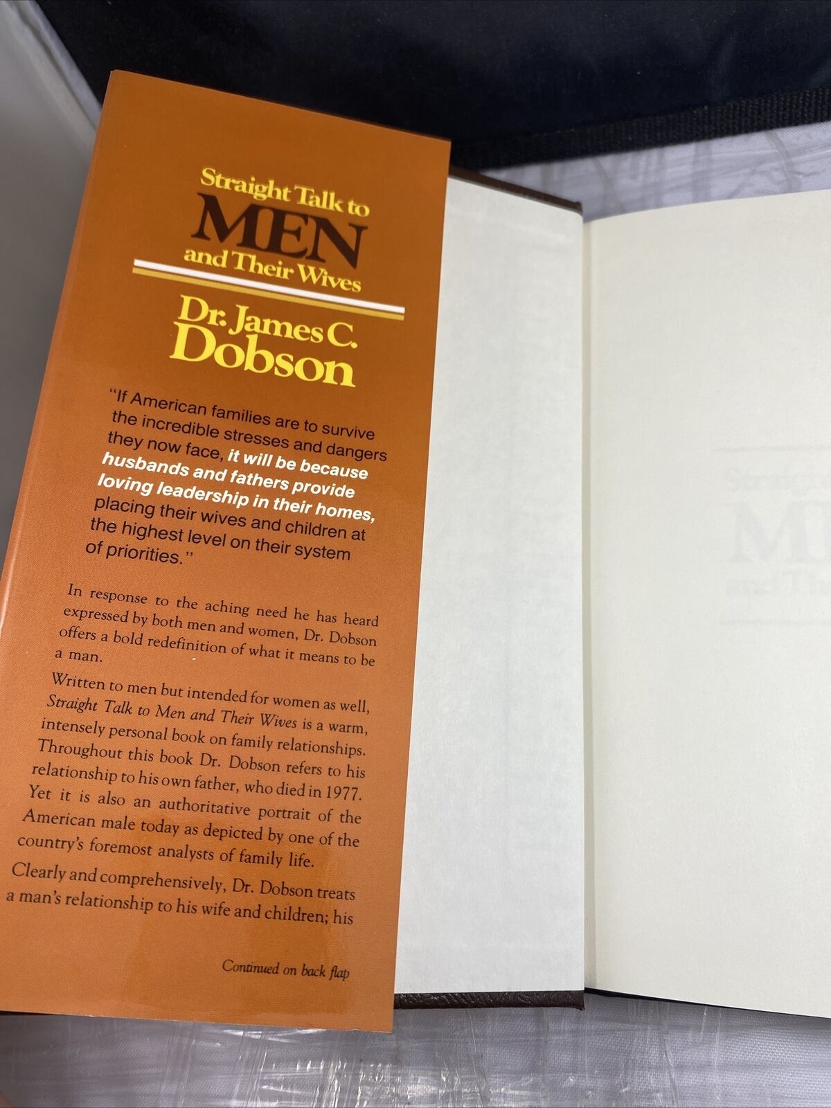 Straight Talk to Men and Their Wives Hardcover James C Dobson Vintage Self Help