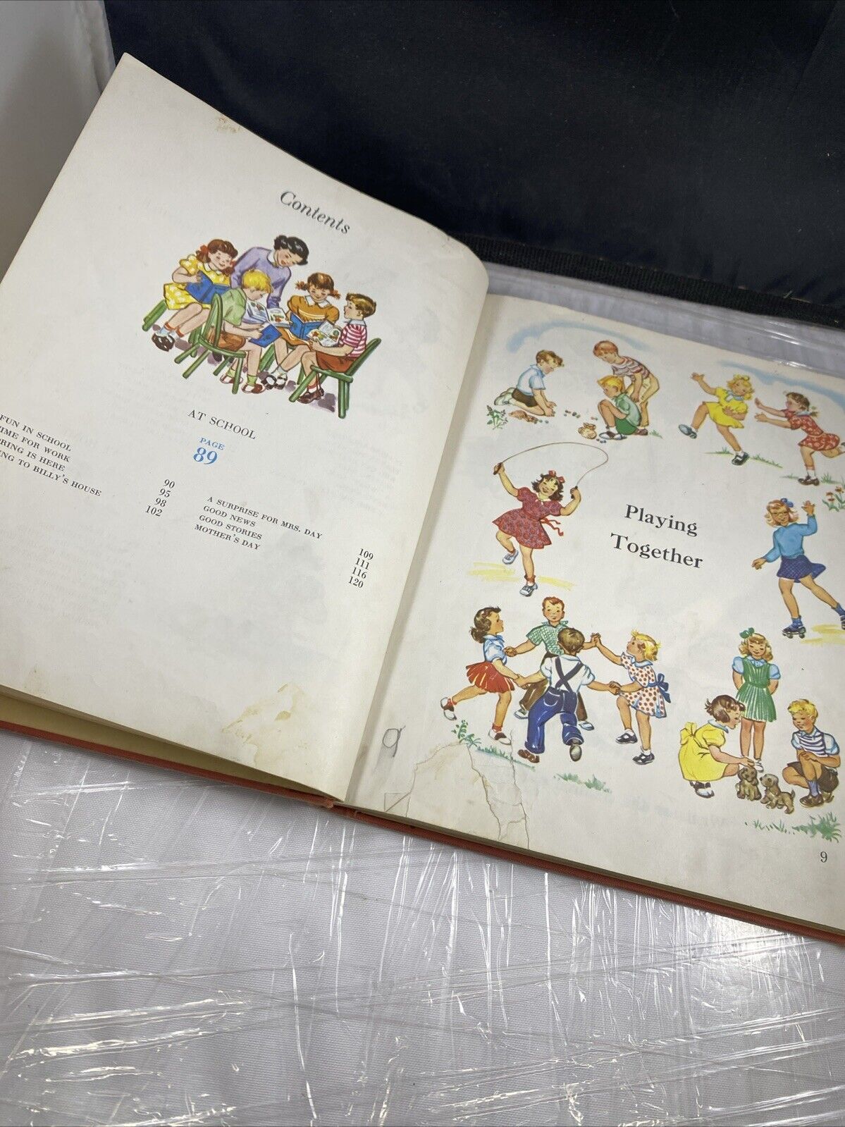 1949 BILLY GOES TO SCHOOL Reading Primer Vintage 50s Kids Basic Reader Textbook