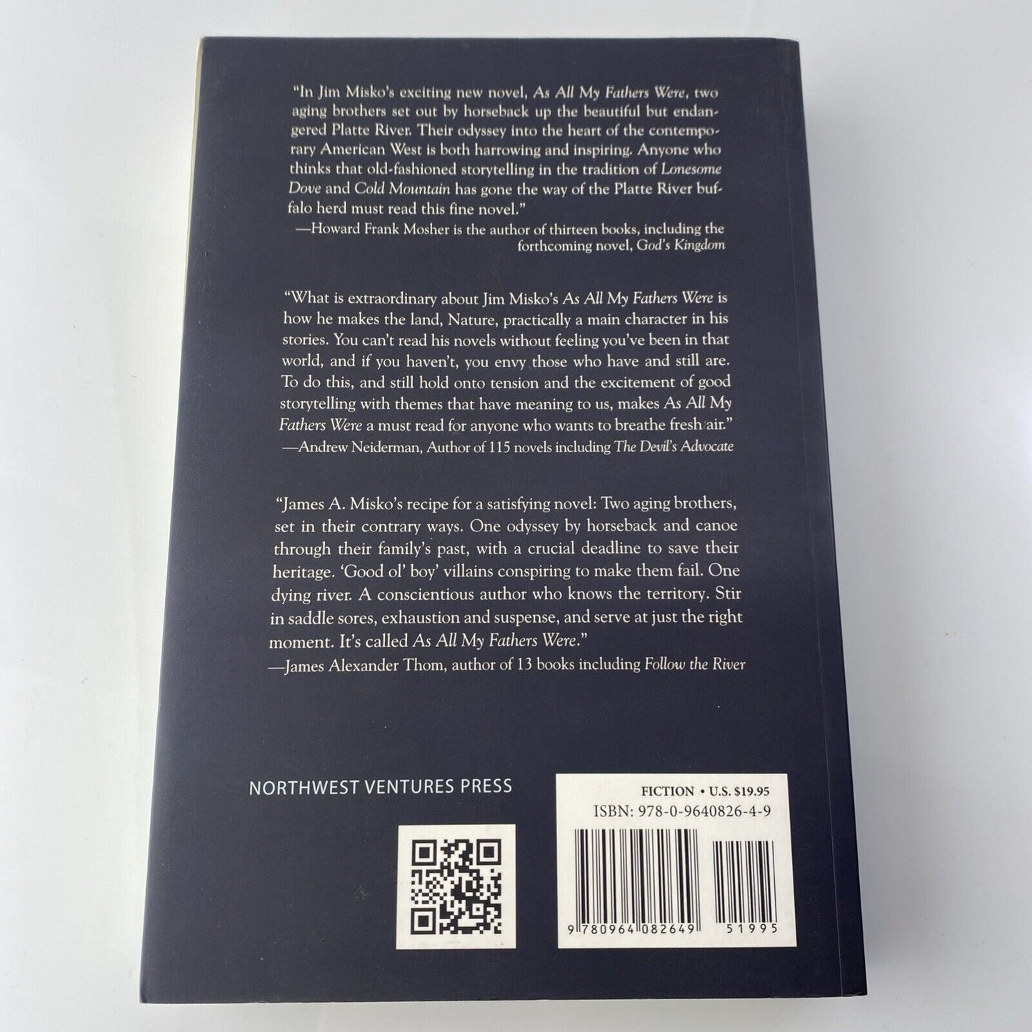 As All My Fathers Were: A Novel, James A. Misko Very Good