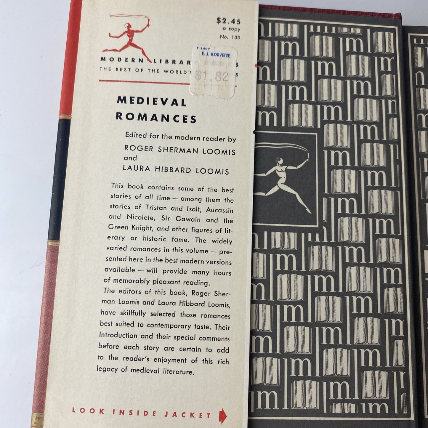 MEDIEVAL ROMANCES Edited by Loomis and Loomis The Modern Library 1957 HC/DJ