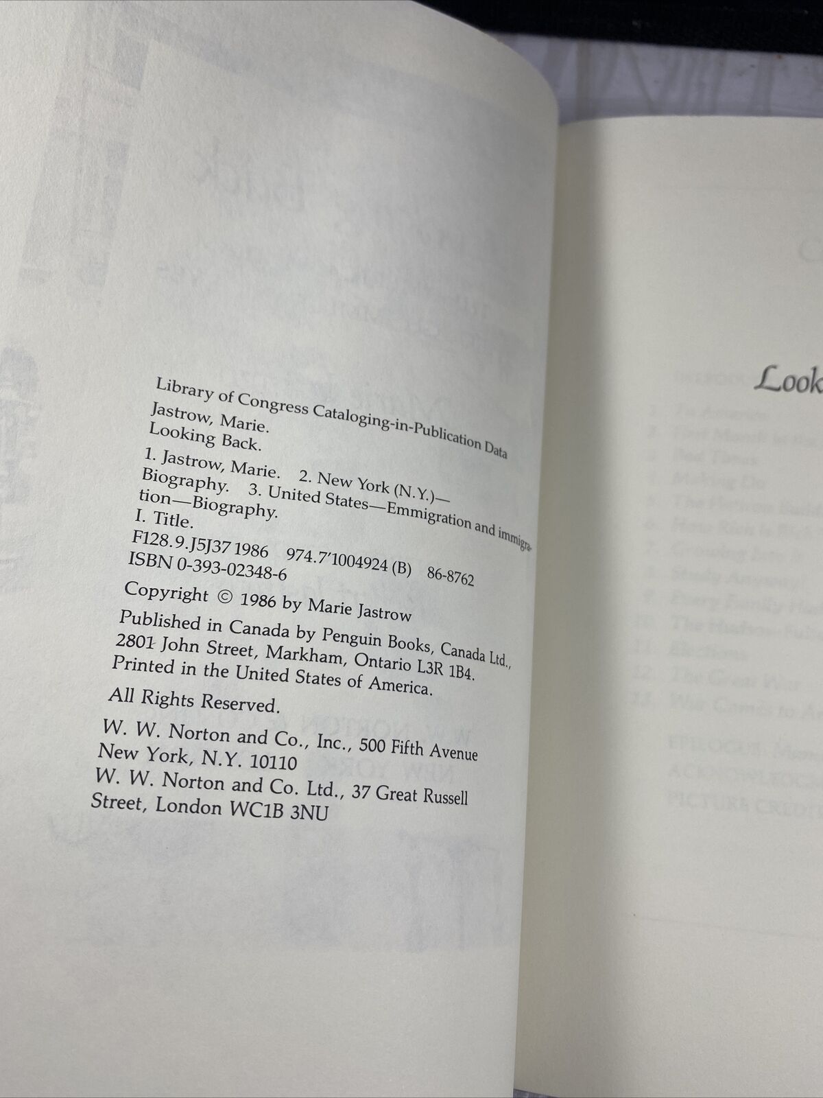 Looking Back: The American Dream... Marie Jastrow & Robert Jastrow 1986 HCDJ
