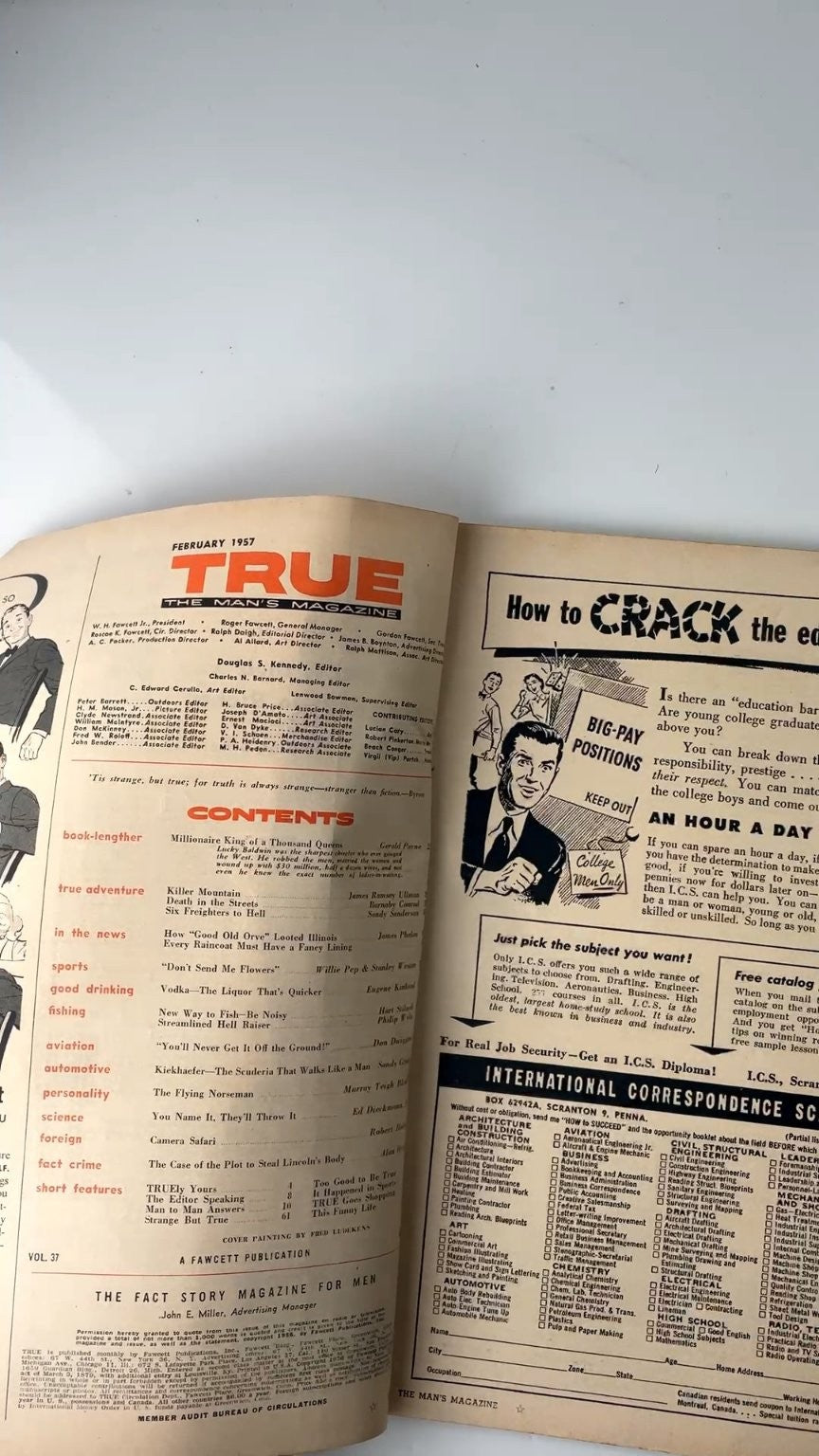True The Man's Magazine February 1957 Illustrated Vintage