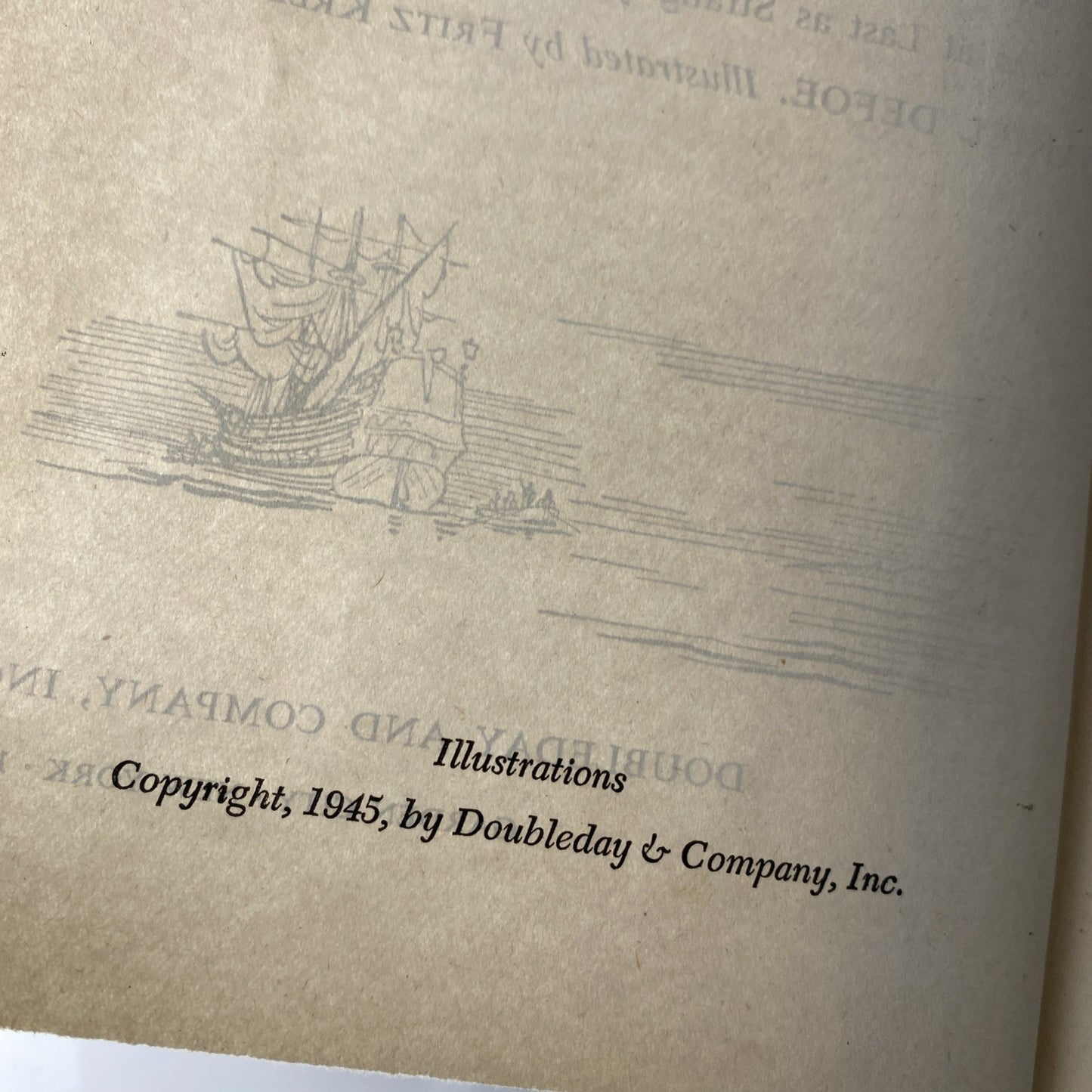 Robin Crusoe Daniel Defoe 1945 Doubleday & Company (ES-02) Historical Fiction