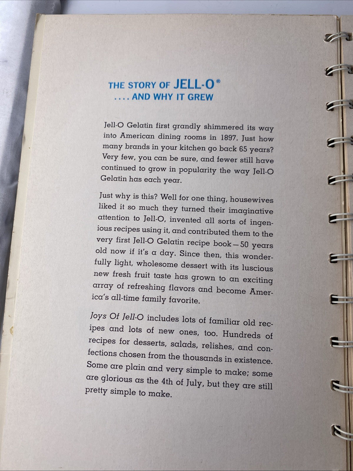 Vintage Jello Cookbook JOYS OF JELL-O 1962 VINTAGE RECIPES BOOK JELL-O GELATIN