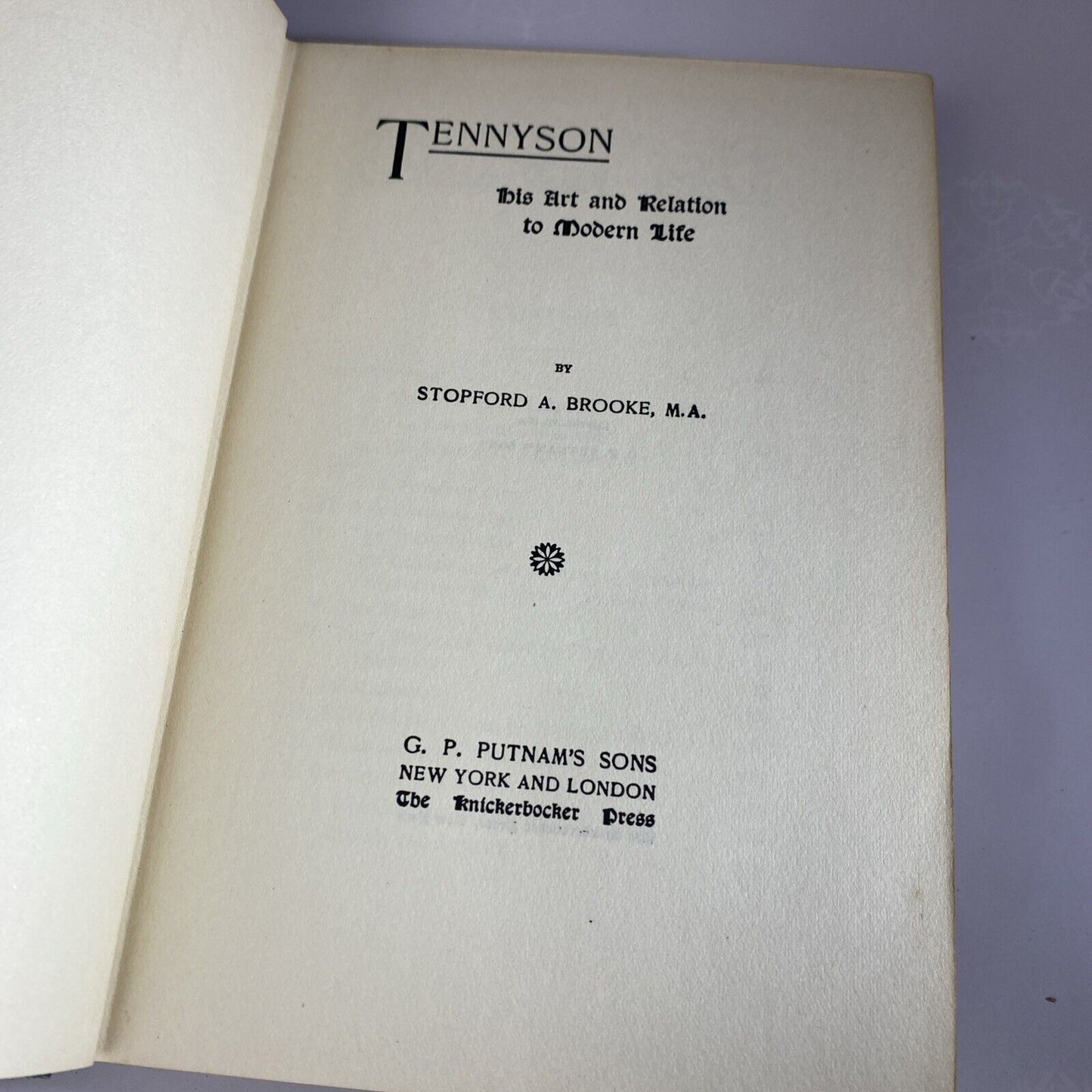 Brooke TENNYSON HIS ART AND RELATION TO MODERN LIFE Rare Antique Literature 1894