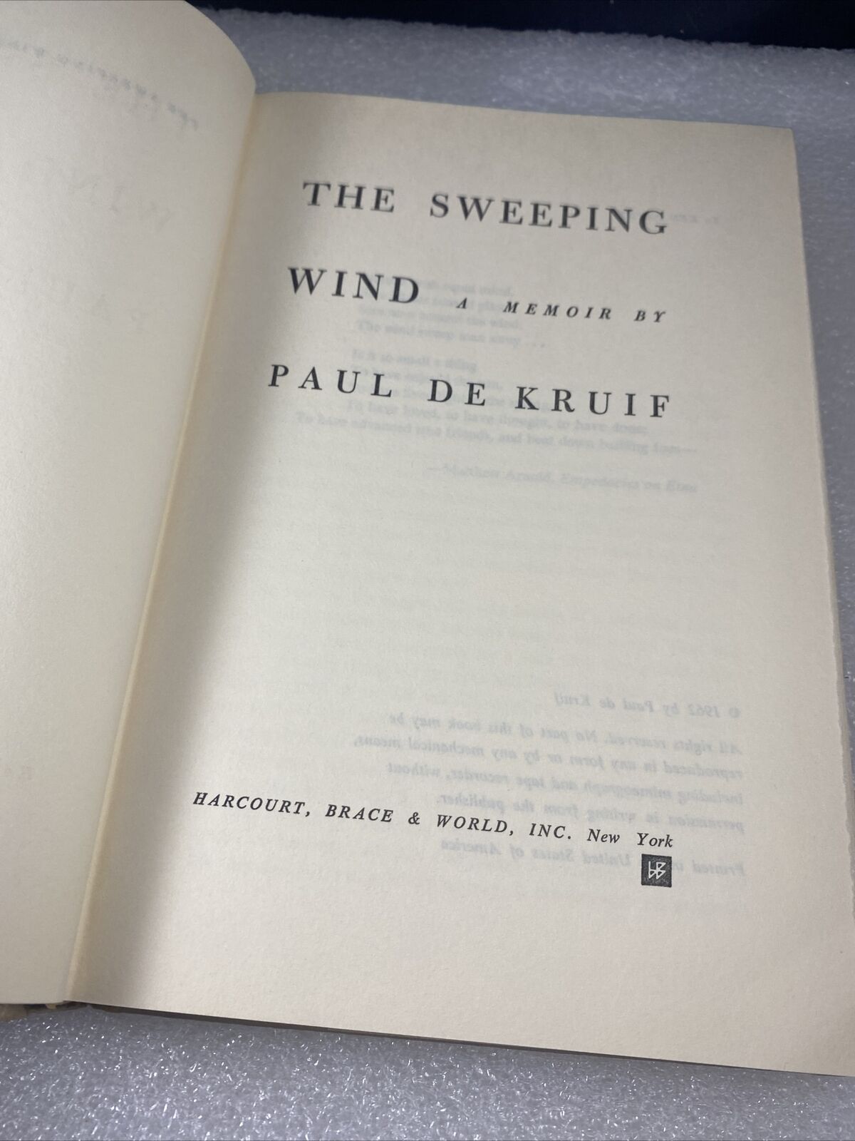 THE SWEEPING WIND Paul De Kruif Dust Jacket Harcourt Vintage 60s BCE DJ Deco