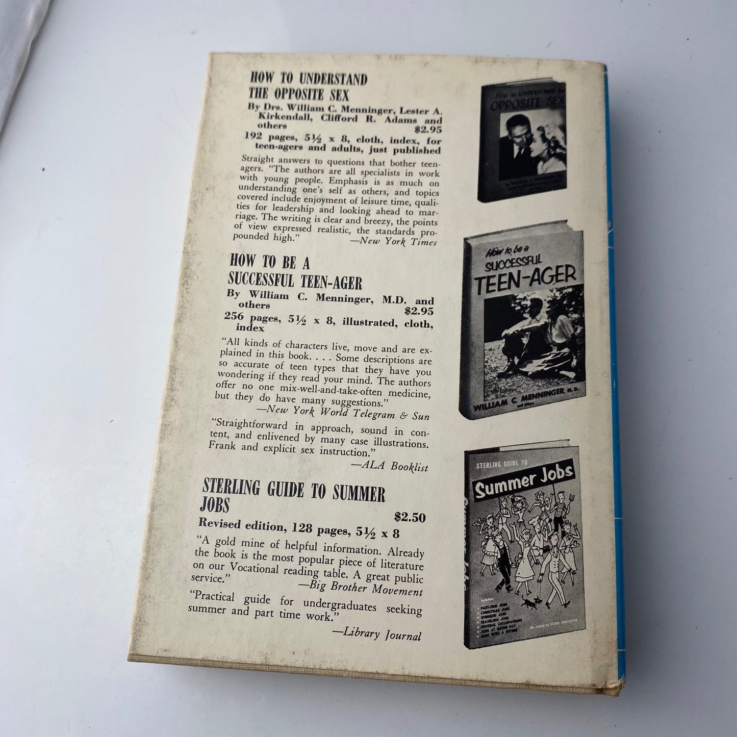 Rare textbook Blueprint for Teen-Age Living William C. Menninger 1958 Sterling