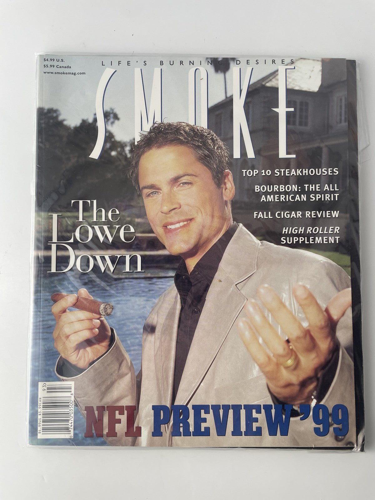 Vintage Smoke Magazine Fall 1999 Rob Lowe Cover NFL Preview Steakhouse Cigar Bou