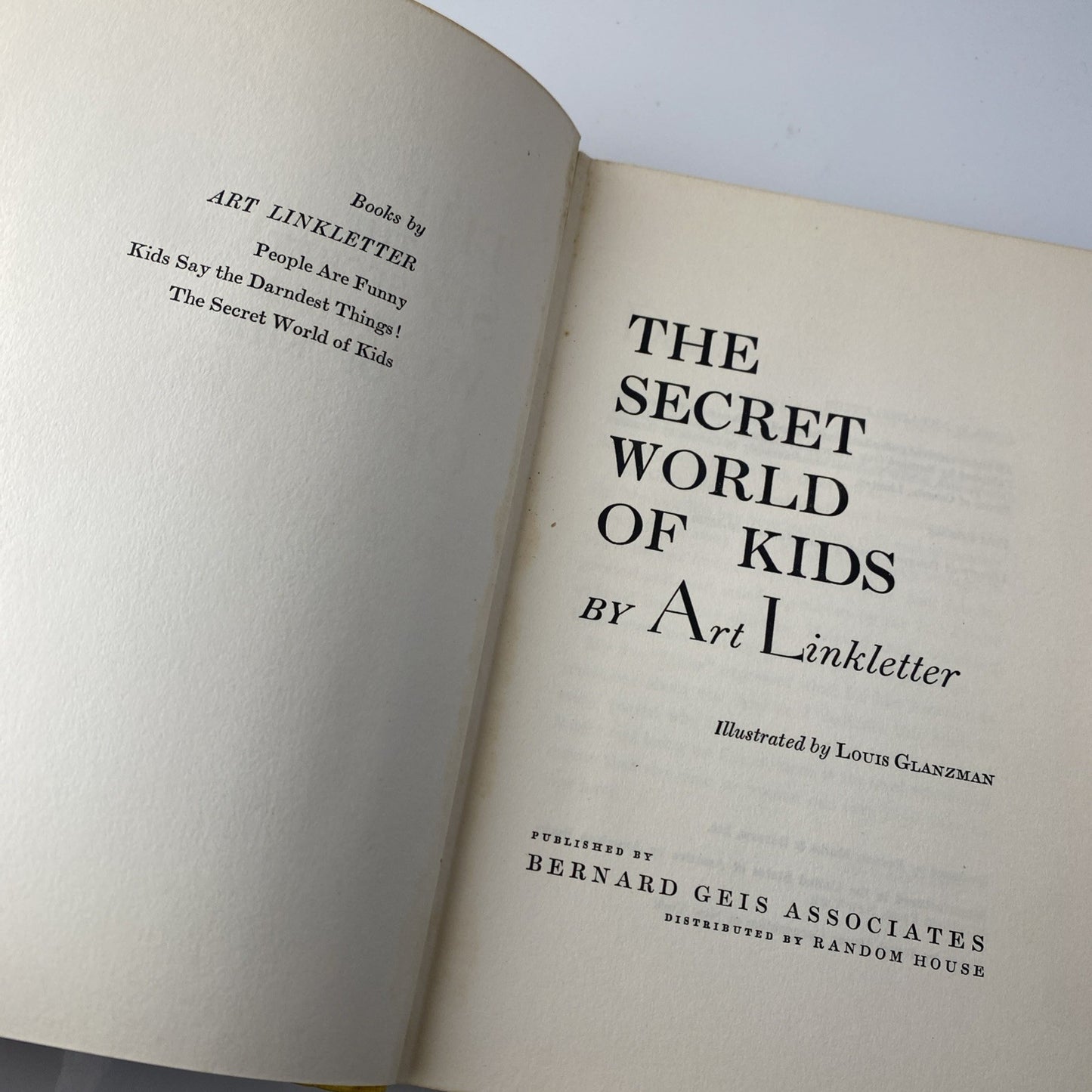 1959. The Secret World of Kids by Art Linkletter, HBw/dj 1st, LINKLETTER SIGNED!