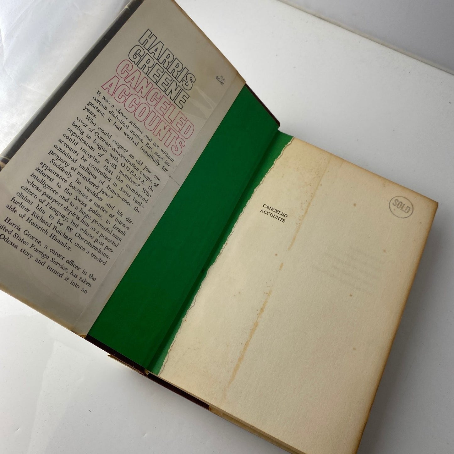 Canceled Accounts Harris Greene 1972 First Edition WWII Thriller Doubleday