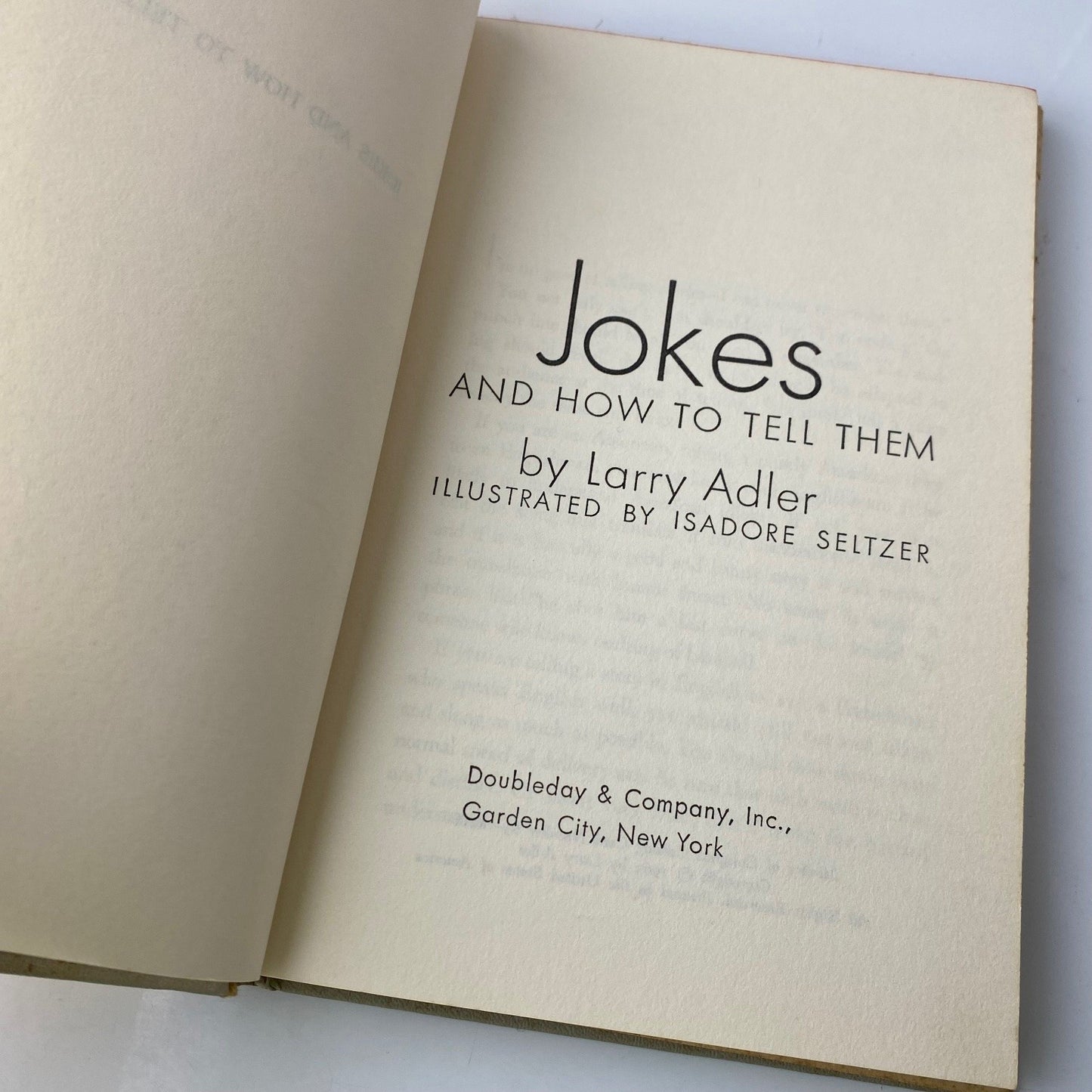 Vintage 60s book of Jokes and How to Tell Them Larry Adler 1963 First Edition