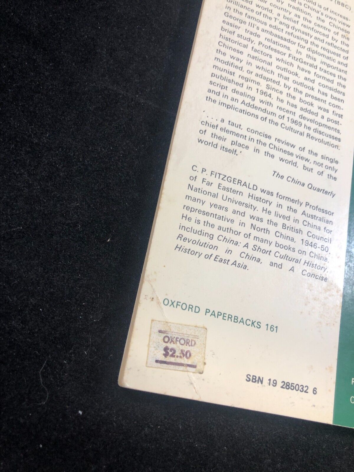 Rare C. P. FITZGERALD The Chinese View of Their Place in the World 1971 reprint
