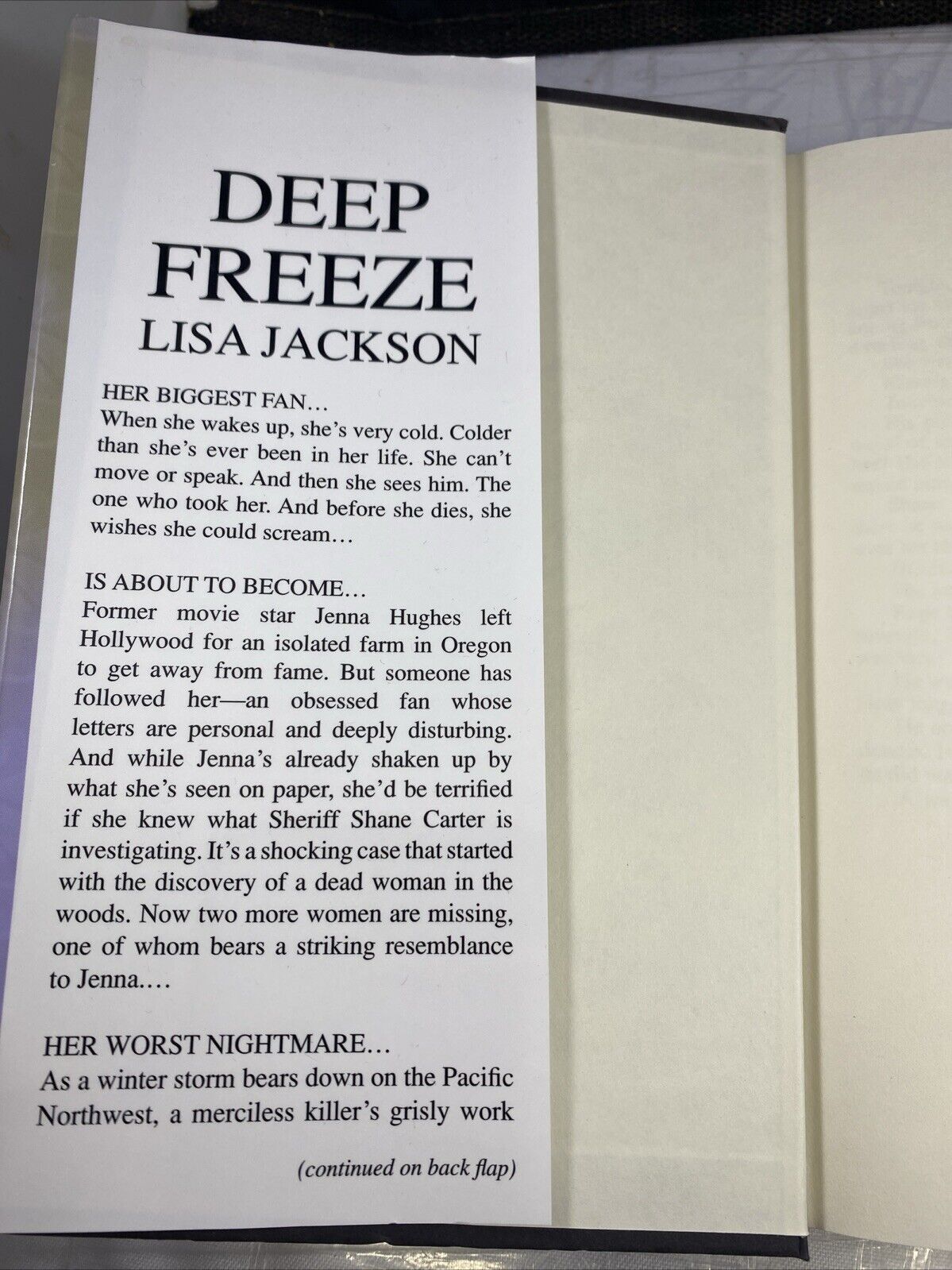 Deep Freeze --2005 publication - Hardcover By Lisa Jackson - VERY GOOD