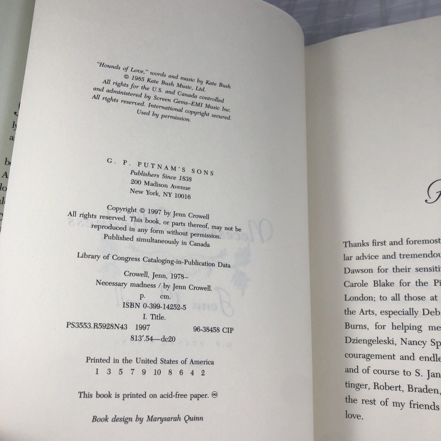 Crowell, Jenn NECESSARY MADNESS 1st Edition 1st Printing