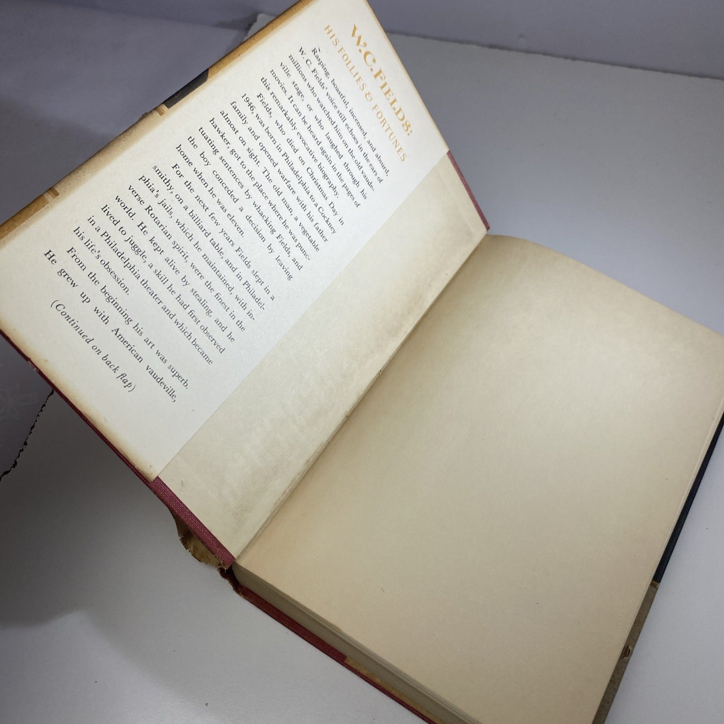 W. C. Fields His Follies and Fortunes R L Taylor Hardcover 1949 1st Edition Good