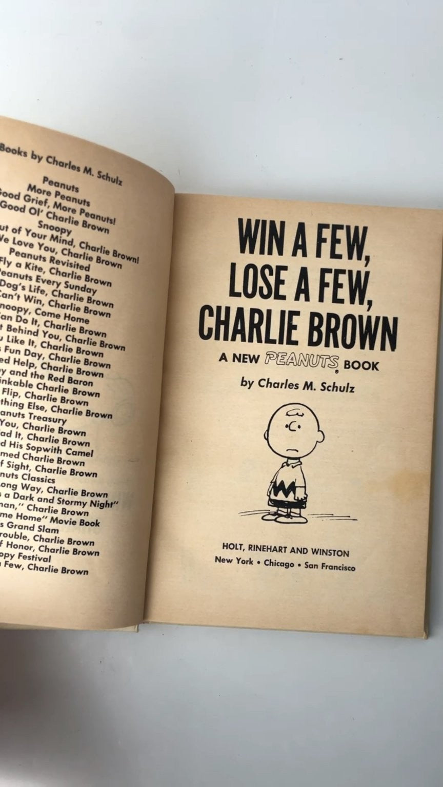Win a Few Lose a Few Charlie Brown by Charles M. Schulz First Edition 1974