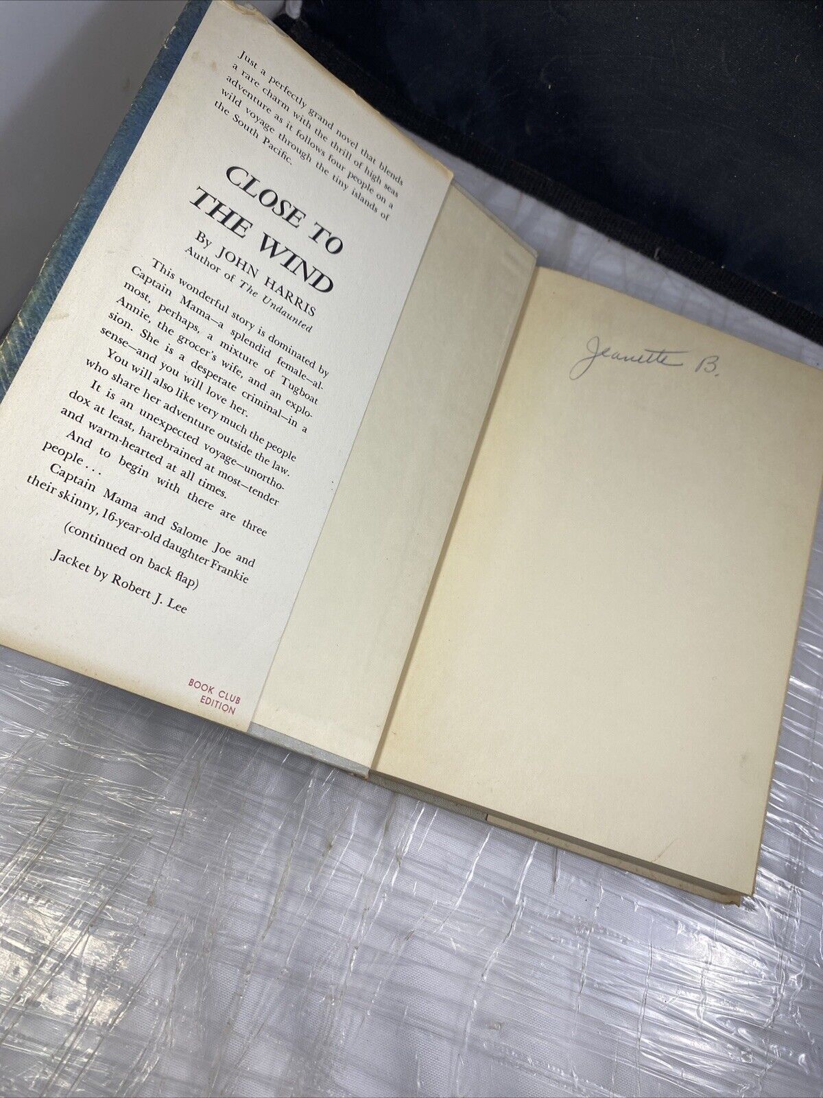 John Harris CLOSE TO THE WIND Adventure South Pacific Vintage 1950s Book Club Ed