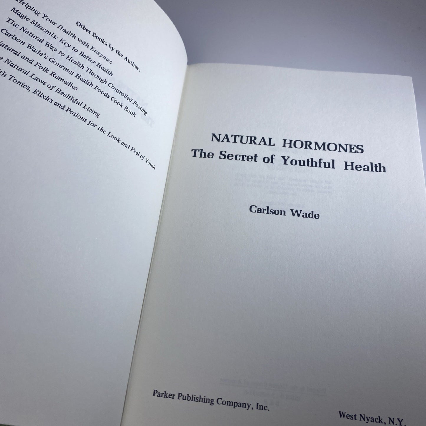 Natural Hormones The Secret of Youthful Health Carlson Wade 1972 Vintage 70s