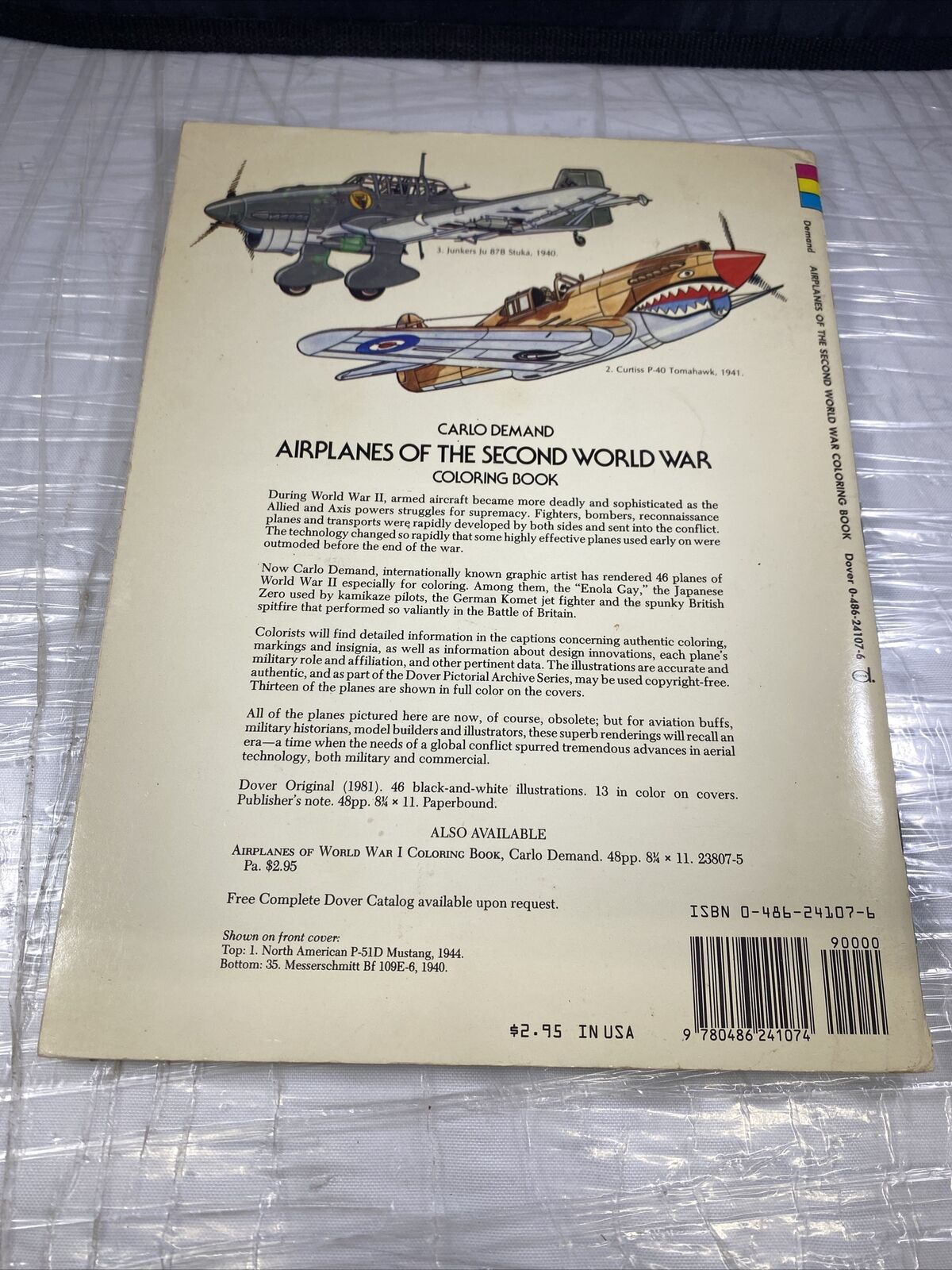 Airplanes of the Second World War Coloring Book by Carlo Demand UNUSED CLEAN VTG