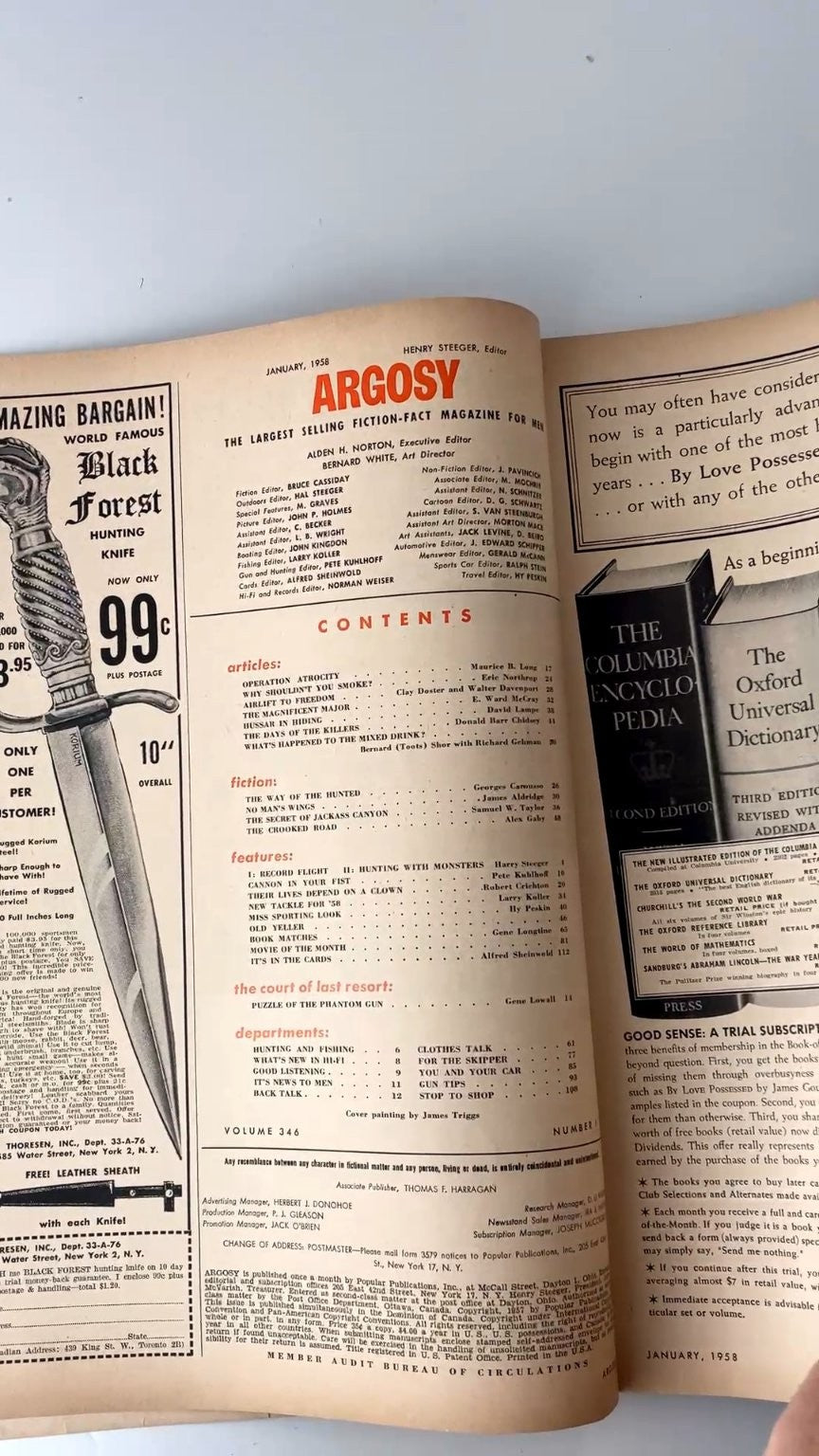 Argosy January 1958 Yacef Saadi The Dirty War Illustrated Fiction-Fact Magazine
