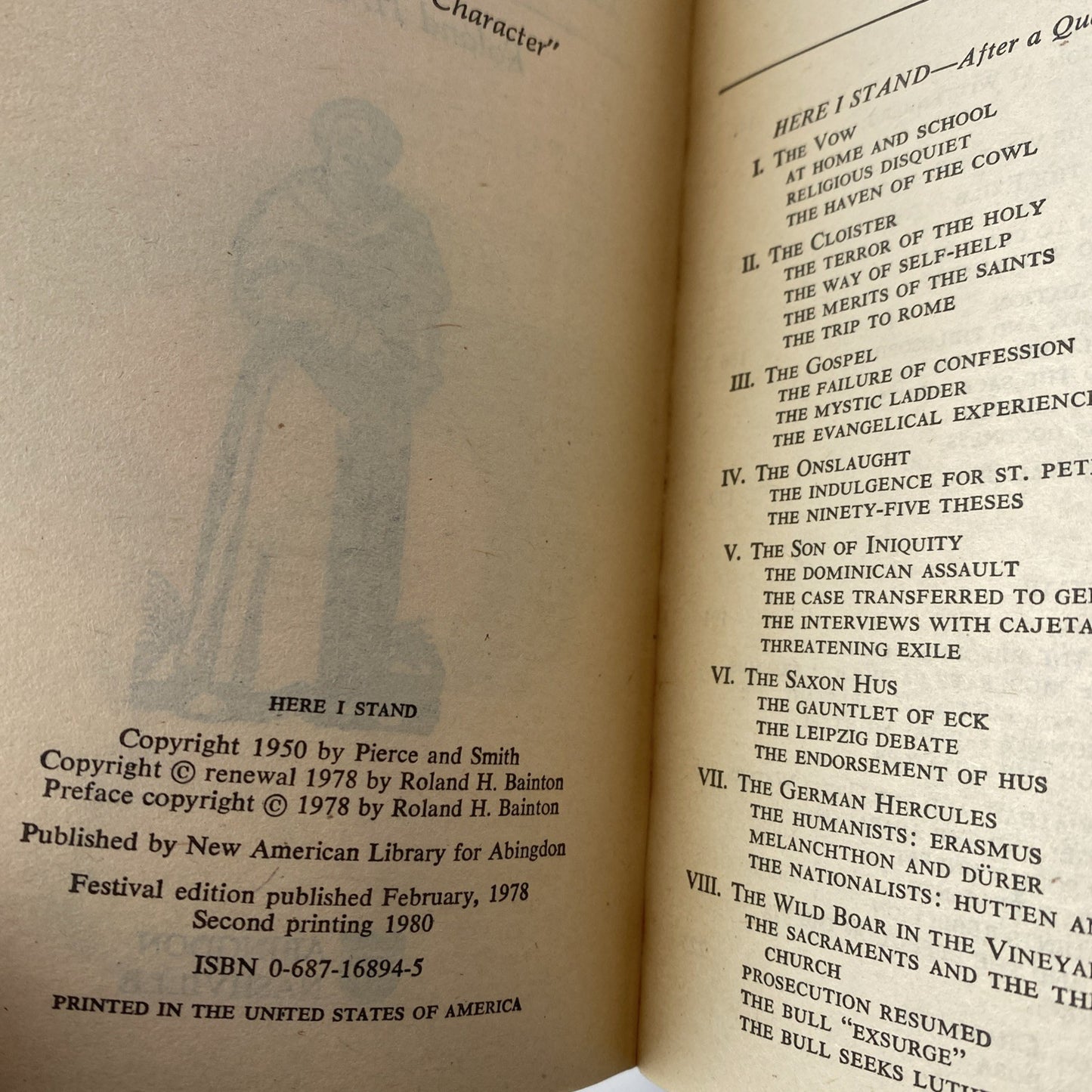 Here I Stand, A Life Of Martin Luther, Ronald Bainton, Vintage Historical Fict