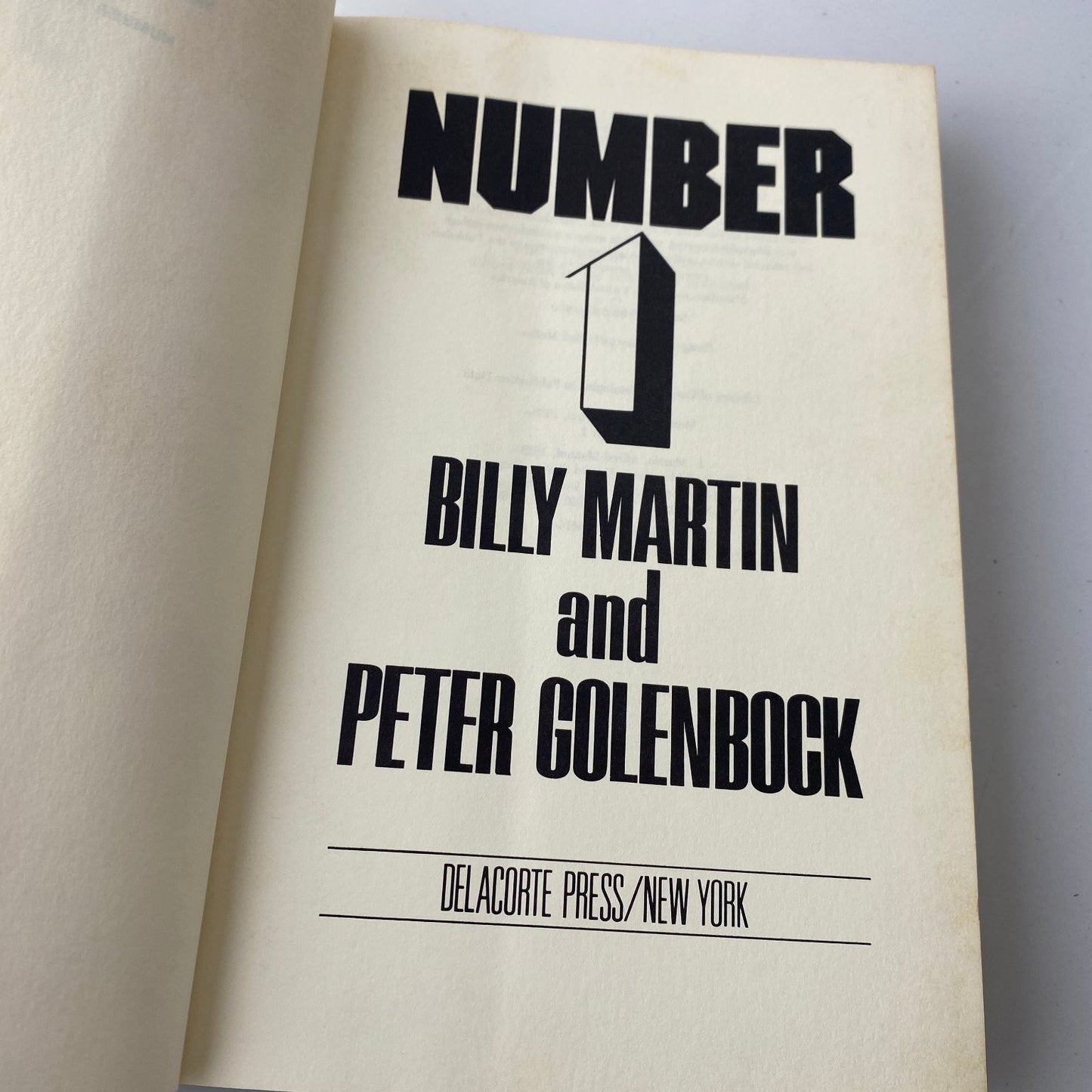 Number 1 Billy Martin Peter Golenbock 1980 2nd Printing Baseball Bio Delacorte