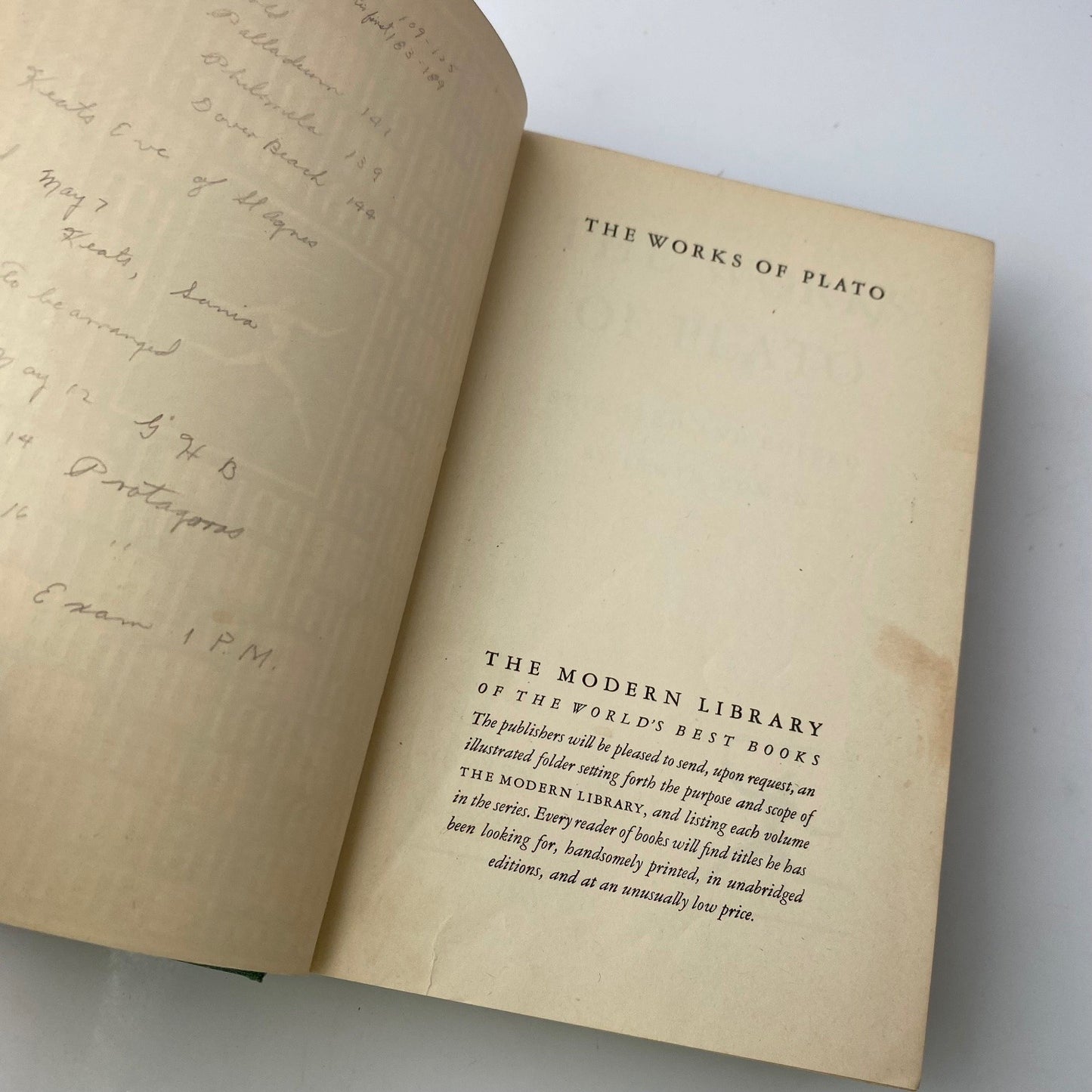 The Works of Plato Edwin Modern Library 1928 Hardcover Philosophy