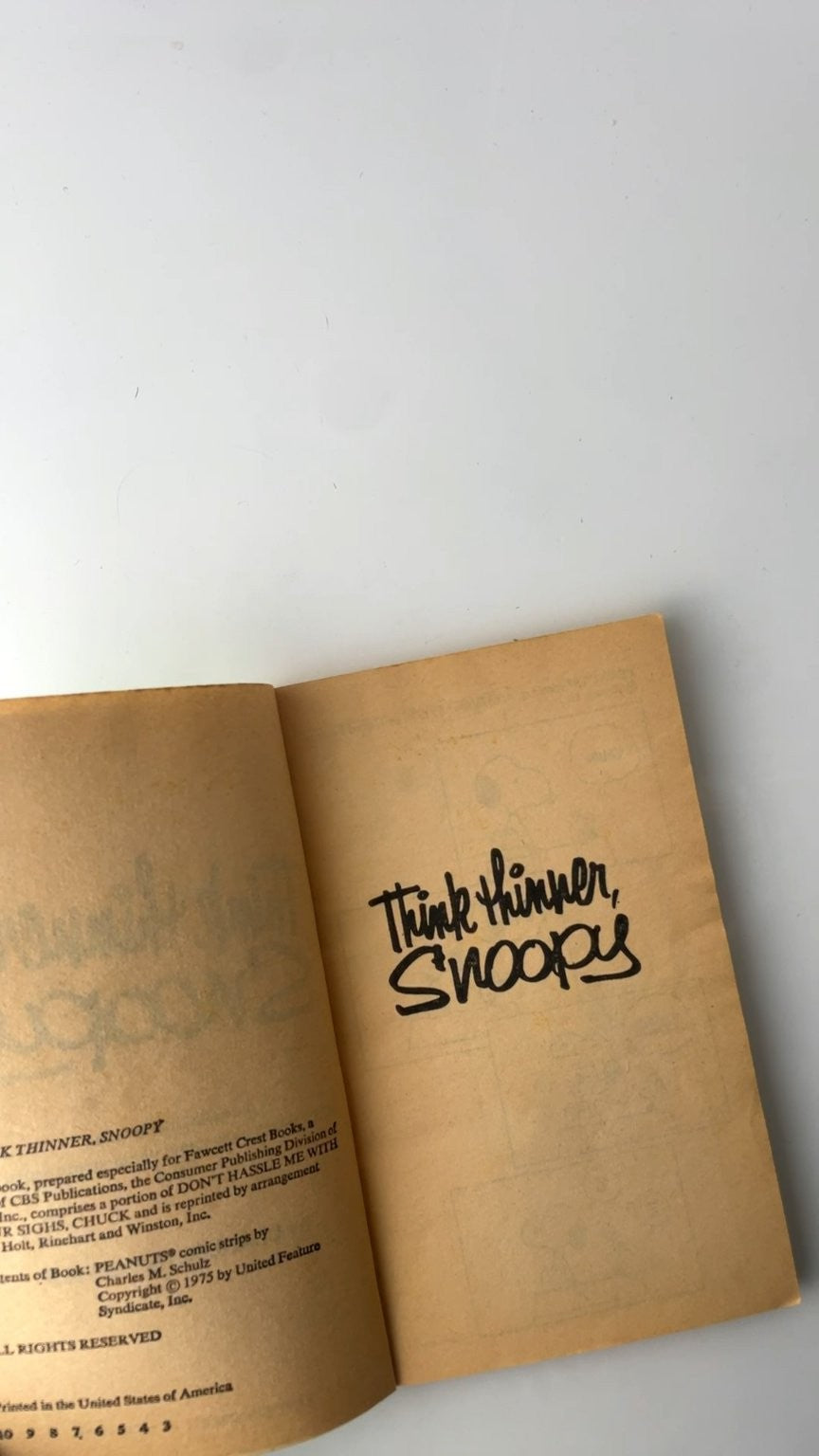 Think Thinner, Snoopy by Charles M. Schulz 1975 Illustrated Peanuts