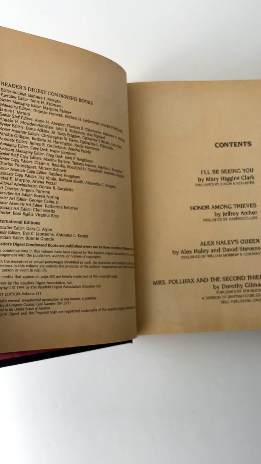 Reader's Digest Condensed Books 1994 Volume 1 with Clark Archer Haley Gilman