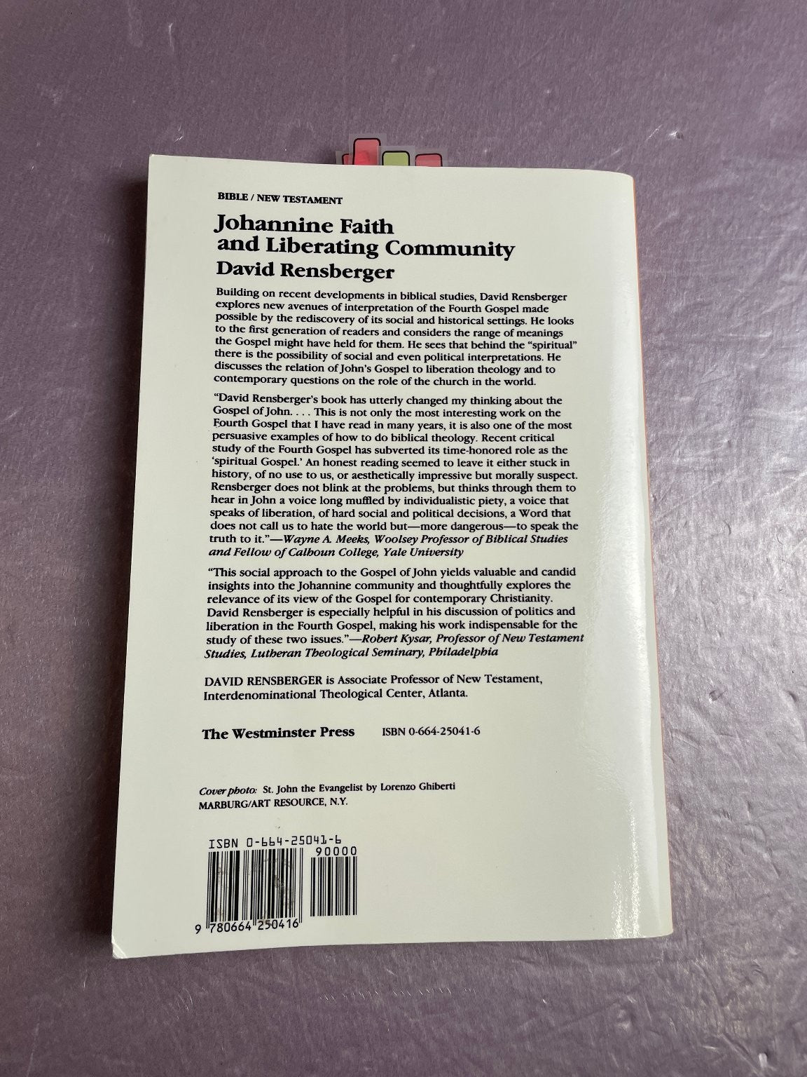 Johannine Faith and Liberating Community Rensberger 1988 First Edition PBK